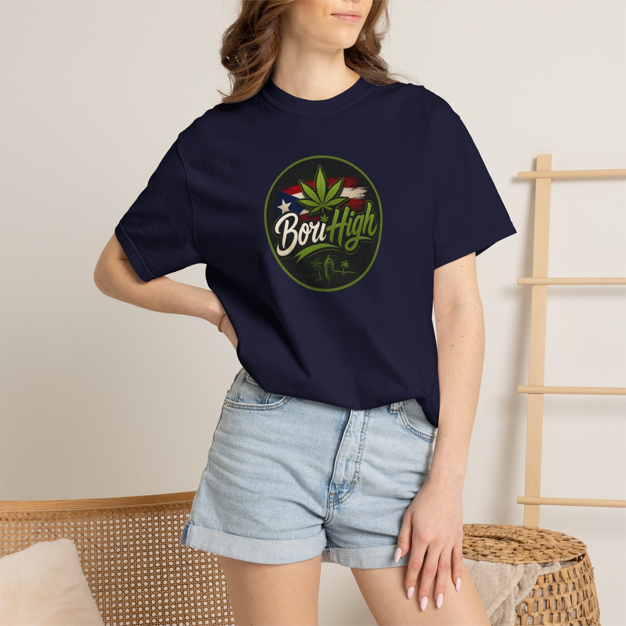 Born High Cannabis Leaf Graphic T-Shirt — Retro Rasta Weed Tee