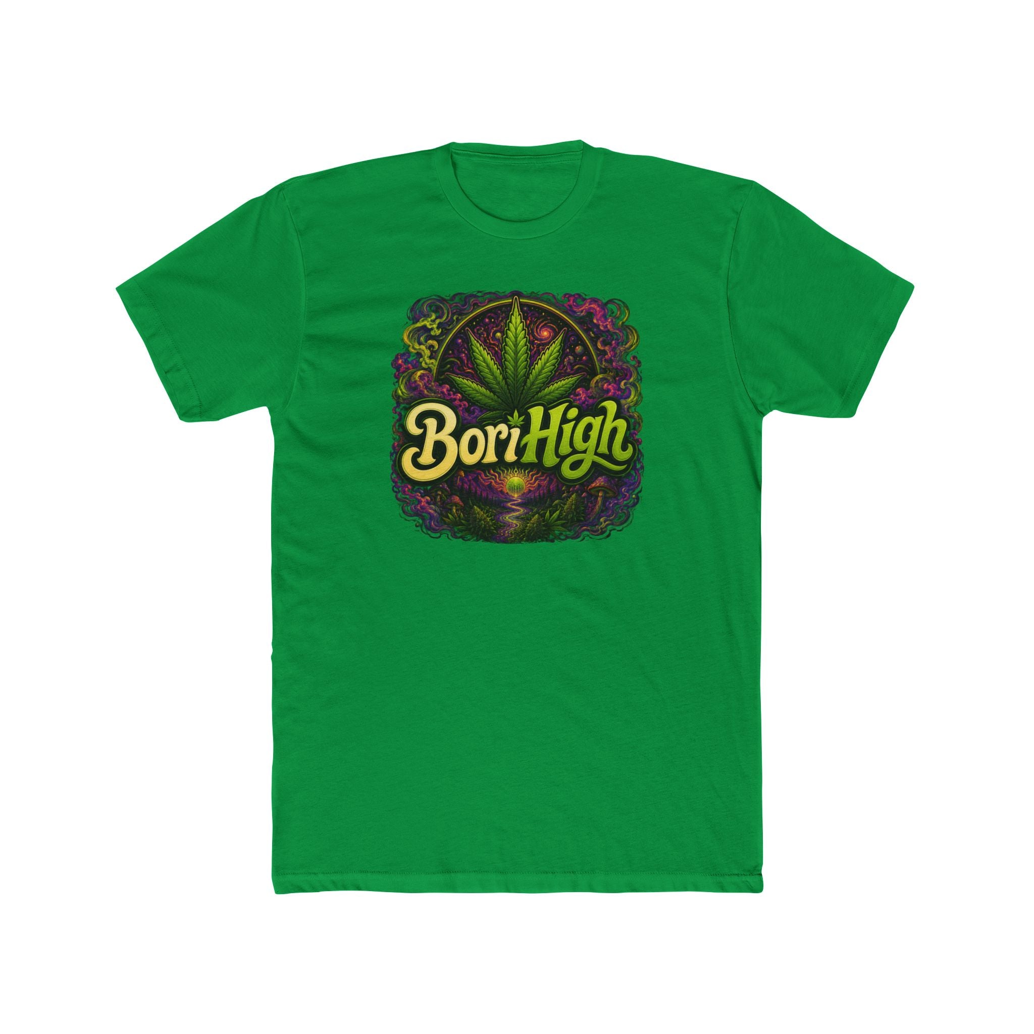 Bori High Cannabis Leaf Graphic Tee — Retro Stoner Vibe T-Shirt