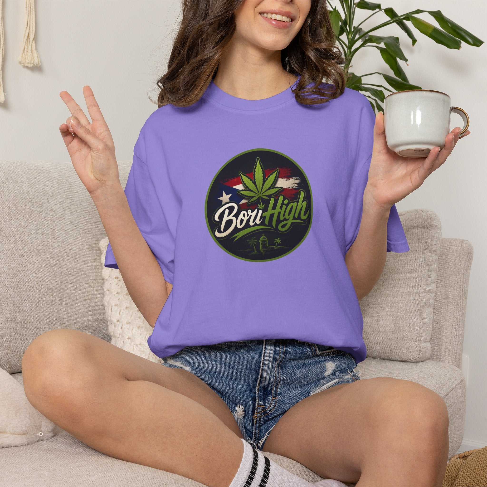 Born High Cannabis Leaf Graphic T-Shirt — Retro Rasta Weed Tee