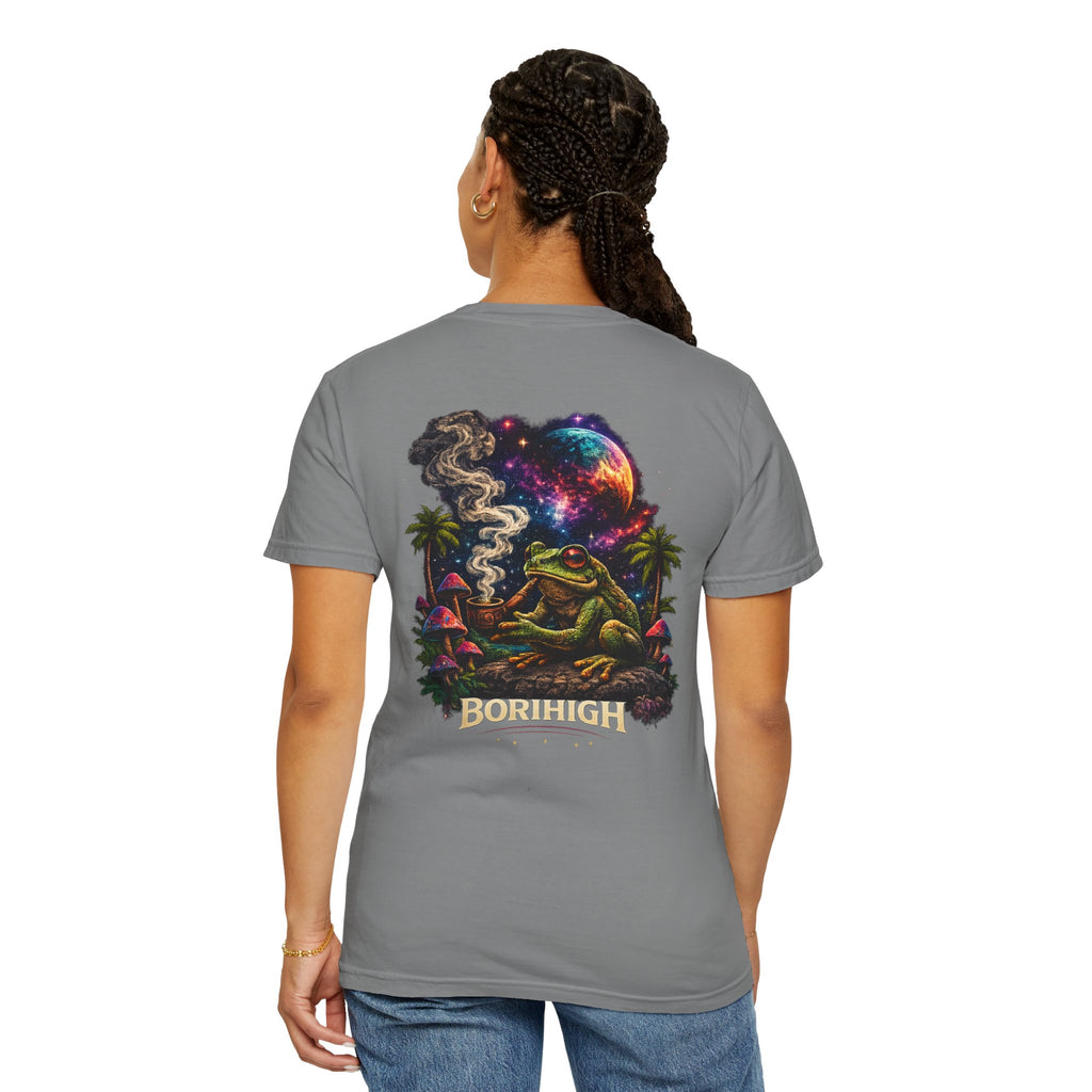 Frog Smoking Galaxy T-Shirt — 'Bonthigh' Retro Neon Graphic Tee