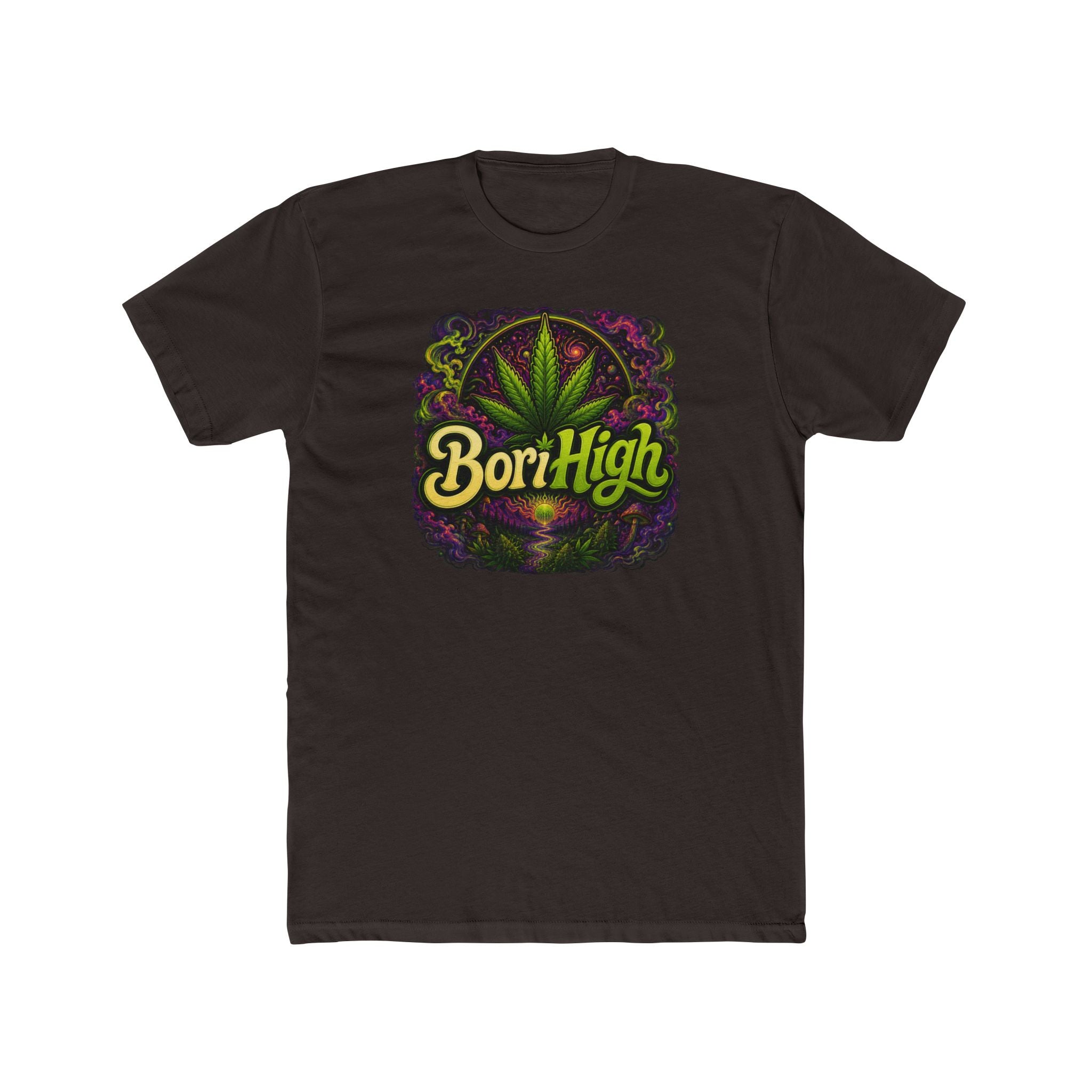 Bori High Cannabis Leaf Graphic Tee — Retro Stoner Vibe T-Shirt