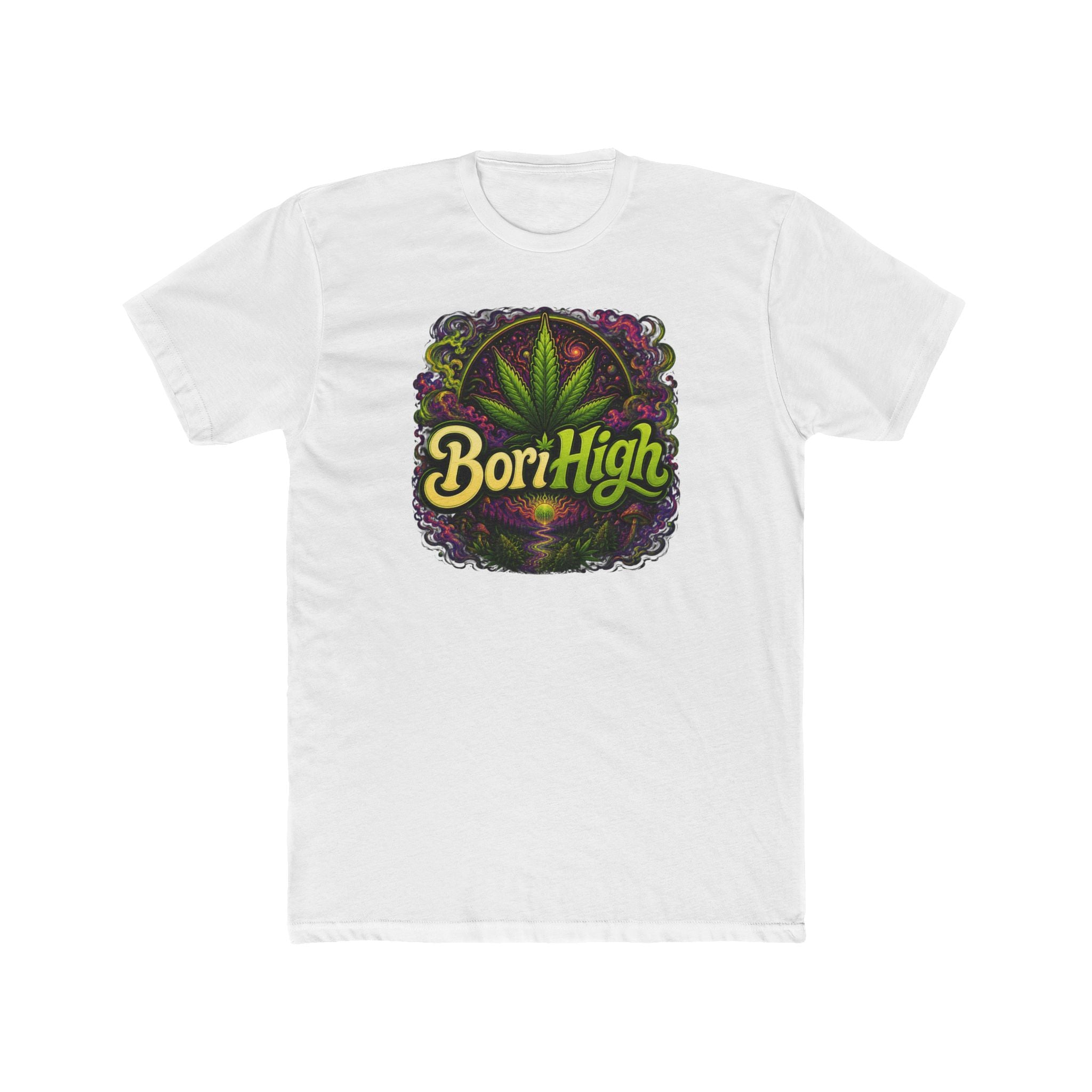 Bori High Cannabis Leaf Graphic Tee — Retro Stoner Vibe T-Shirt