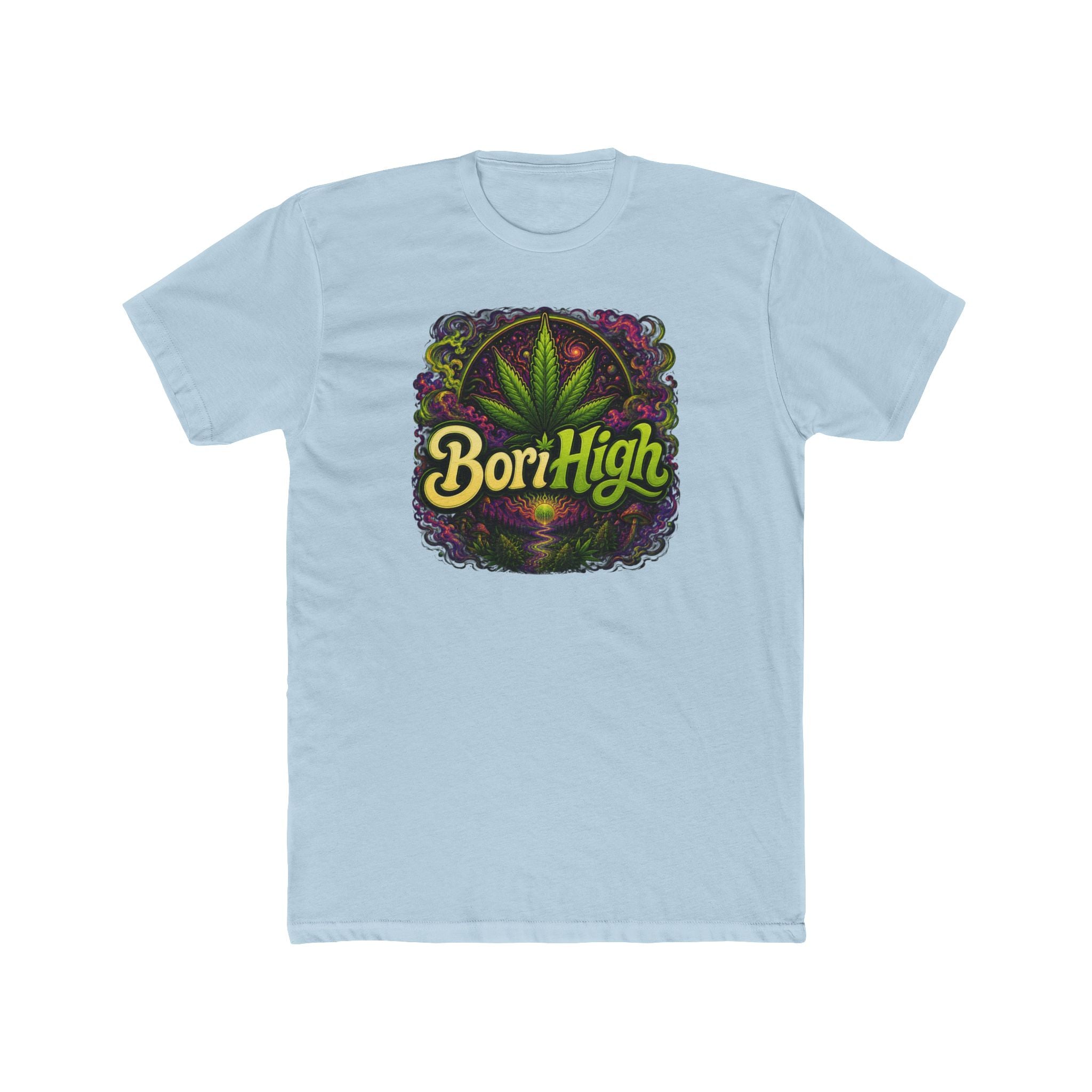 Bori High Cannabis Leaf Graphic Tee — Retro Stoner Vibe T-Shirt