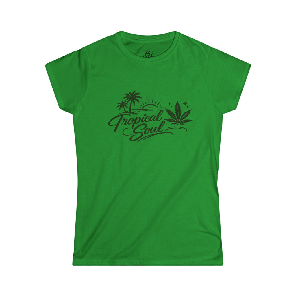 T-Shirt — "Tropical Soul" Cannabis Leaf Tee (Back "BoriHigh" Moon Design)