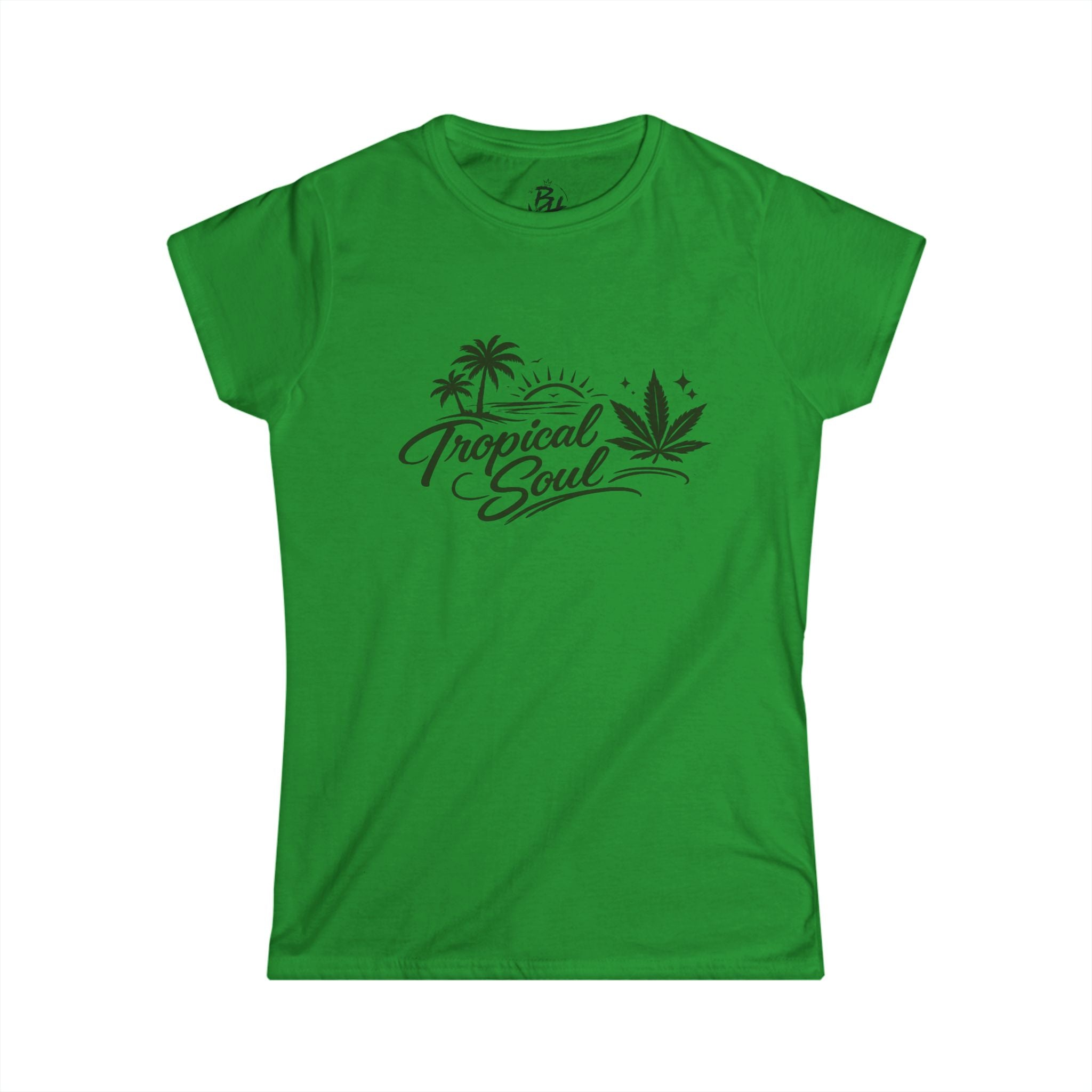 T-Shirt — "Tropical Soul" Cannabis Leaf Tee (Back "BoriHigh" Moon Design)