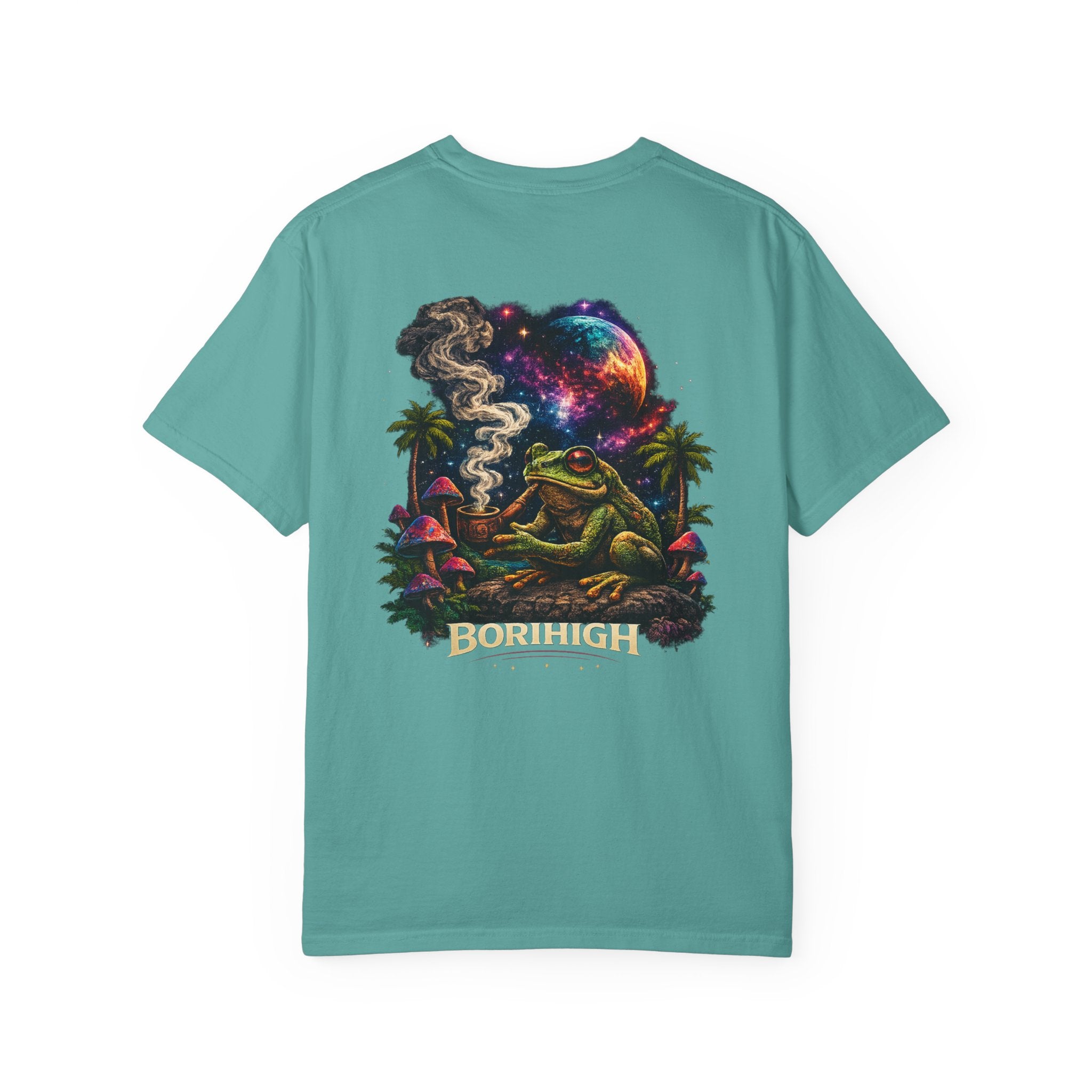 Frog Smoking Galaxy T-Shirt — 'Bonthigh' Retro Neon Graphic Tee