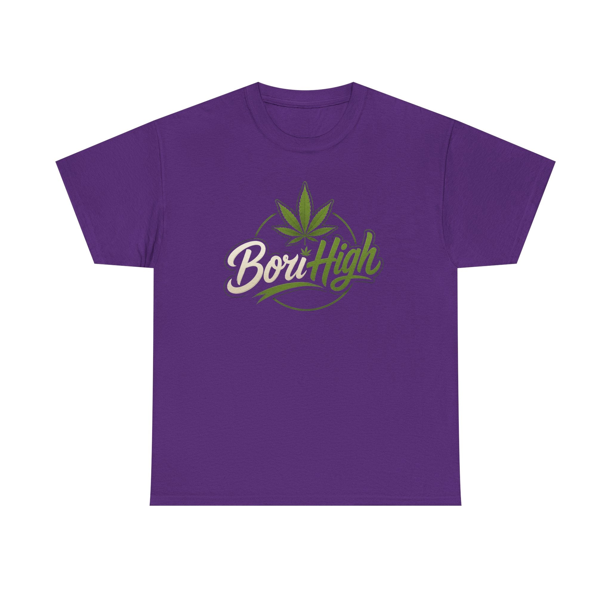 T-Shirt — "Bori High" Cannabis Leaf Graphic Tee | 420 Stoner Gift