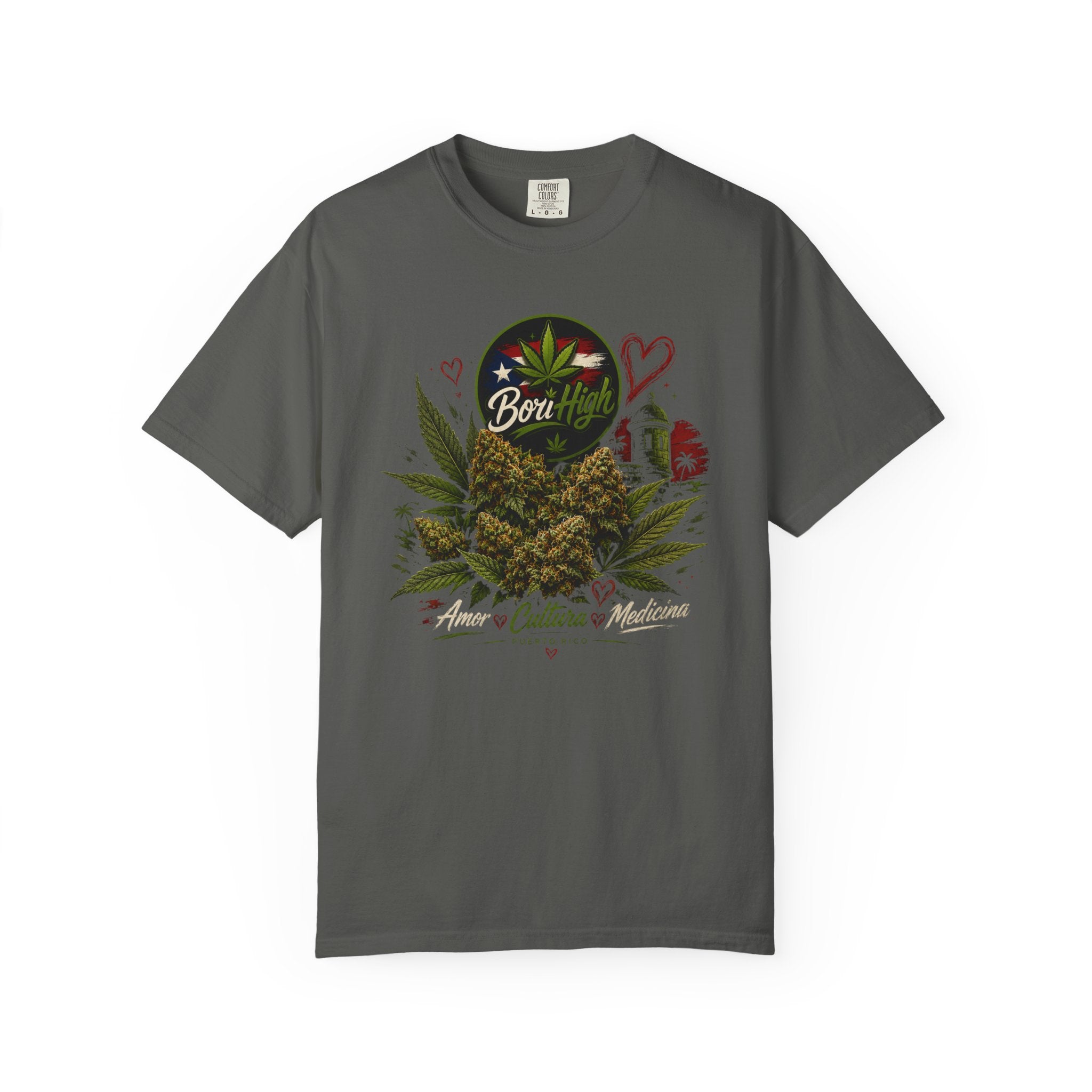 T-Shirt "Born to Be High" Cannabis Leaf & Bud Graphic Tee