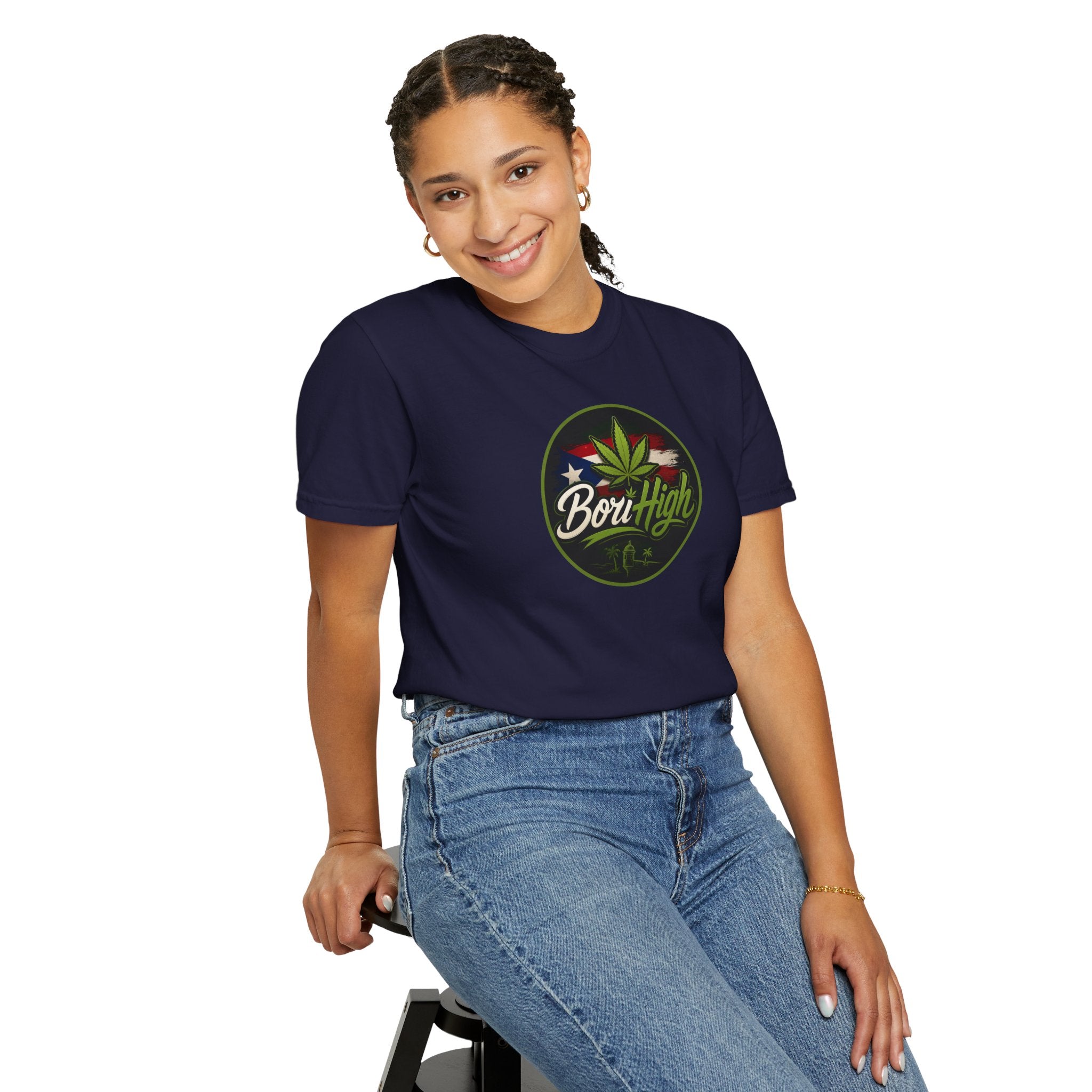 Born High Cannabis Leaf Graphic T-Shirt — Retro Rasta Weed Tee