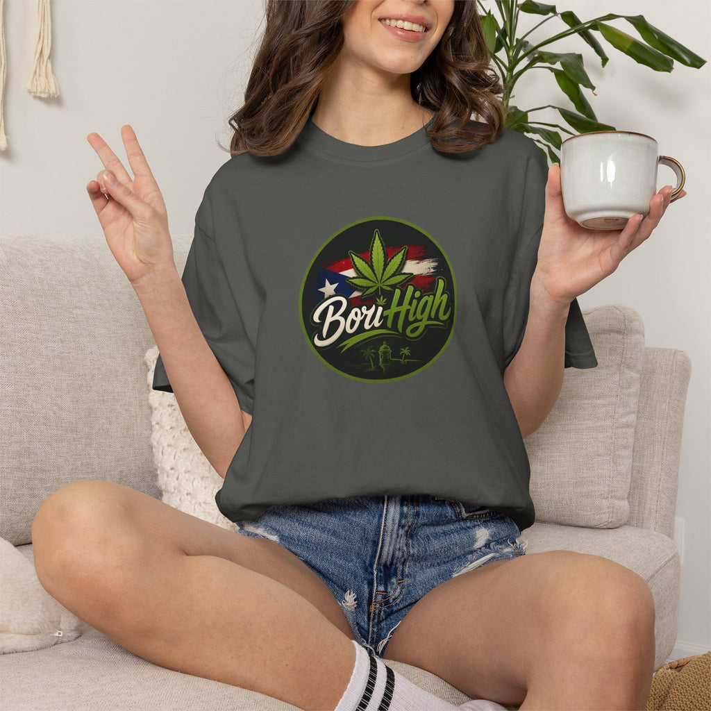 Born High Cannabis Leaf Graphic T-Shirt — Retro Rasta Weed Tee