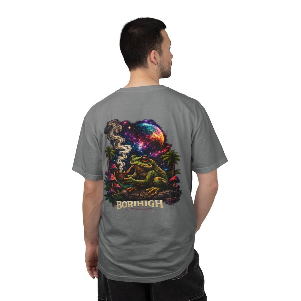 Frog Smoking Galaxy T-Shirt — 'Bonthigh' Retro Neon Graphic Tee