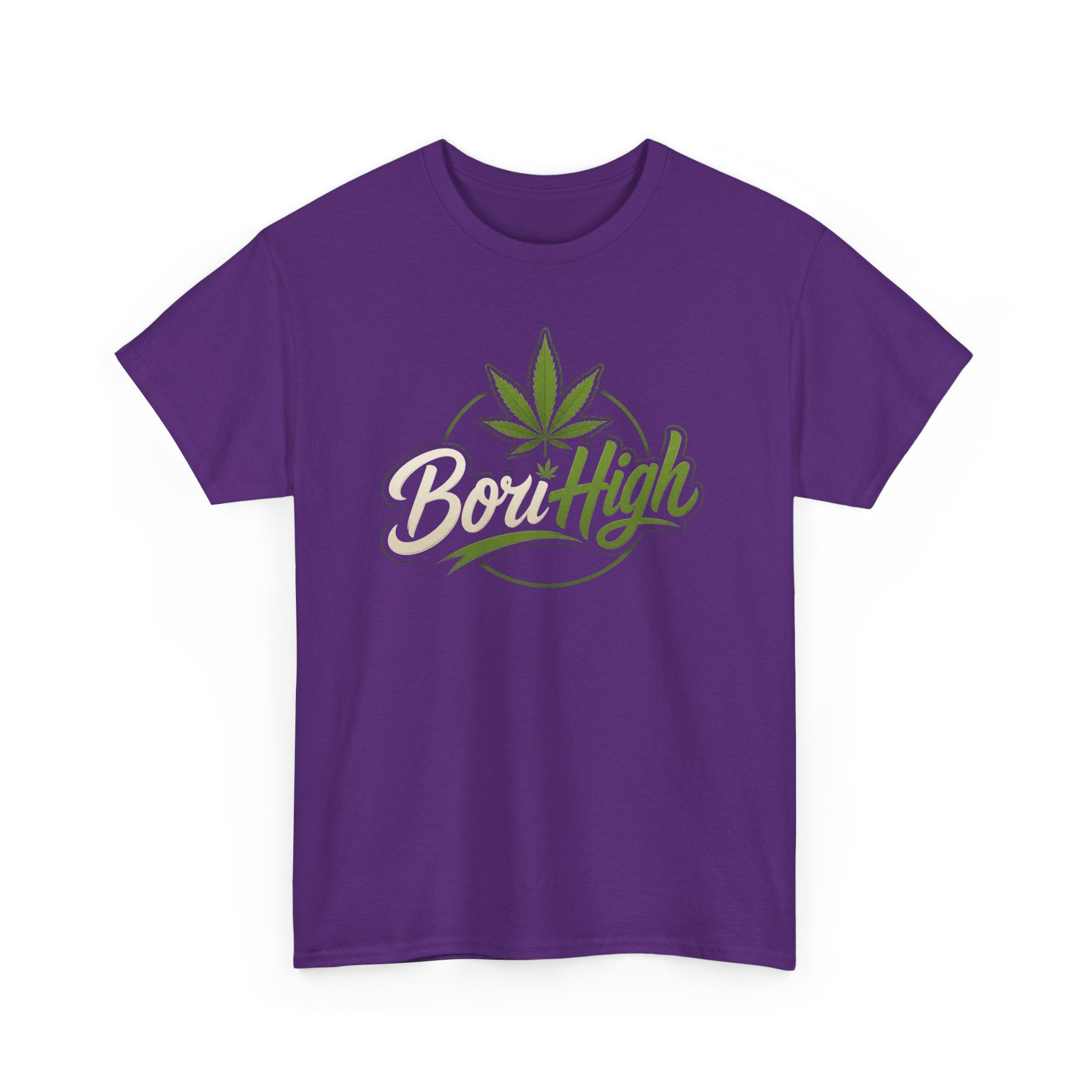 T-Shirt — "Bori High" Cannabis Leaf Graphic Tee | 420 Stoner Gift