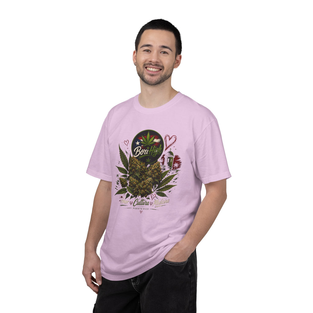 T-Shirt "Born to Be High" Cannabis Leaf & Bud Graphic Tee