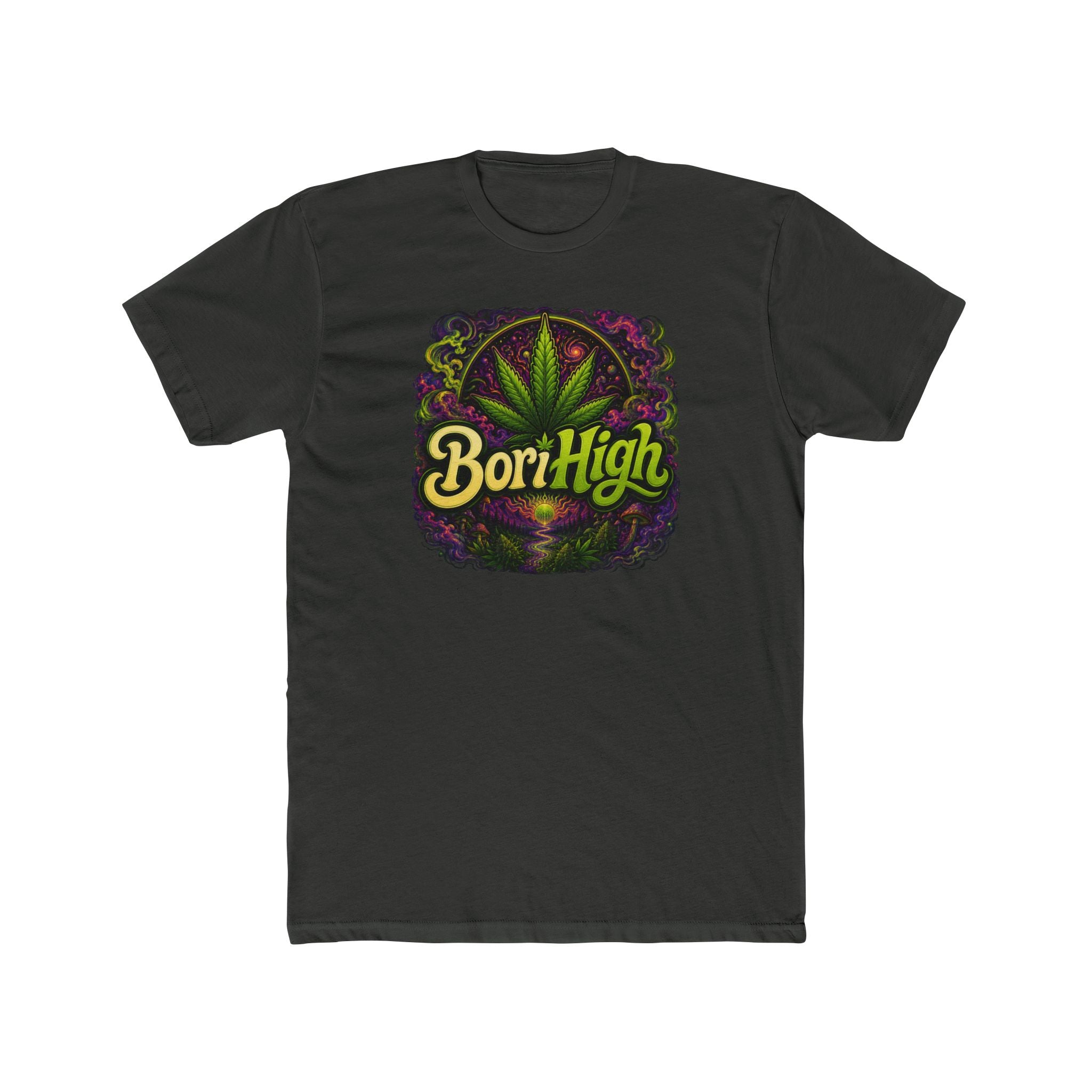 Bori High Cannabis Leaf Graphic Tee — Retro Stoner Vibe T-Shirt