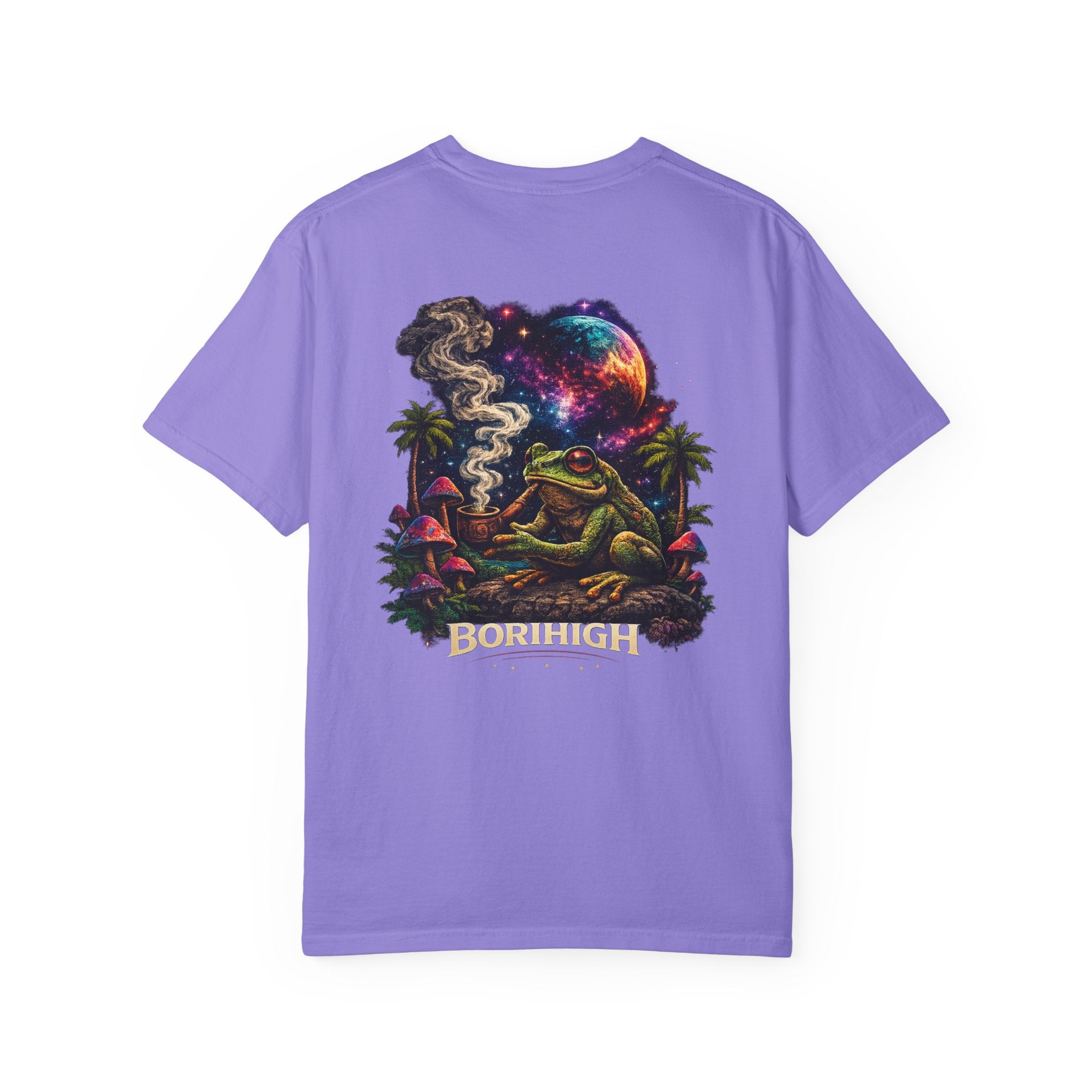 Frog Smoking Galaxy T-Shirt — 'Bonthigh' Retro Neon Graphic Tee