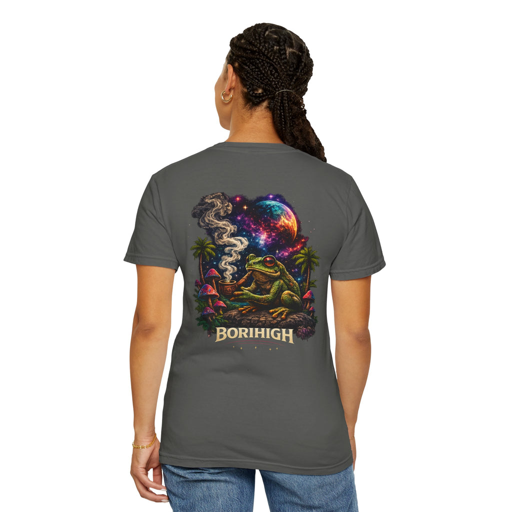 Frog Smoking Galaxy T-Shirt — 'Bonthigh' Retro Neon Graphic Tee