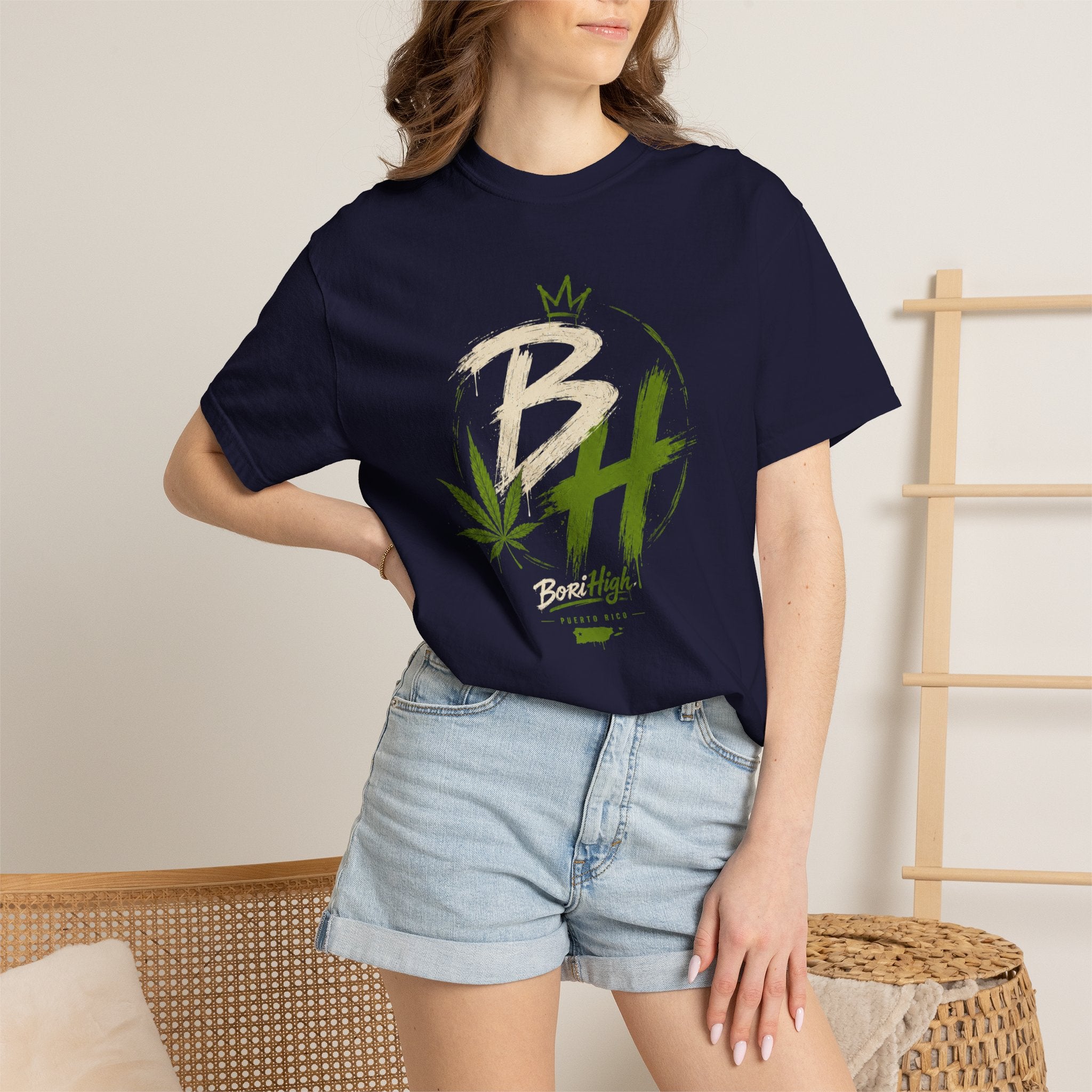 High Vibes T‑Shirt — 'BH' Cannabis Leaf Graphic Tee