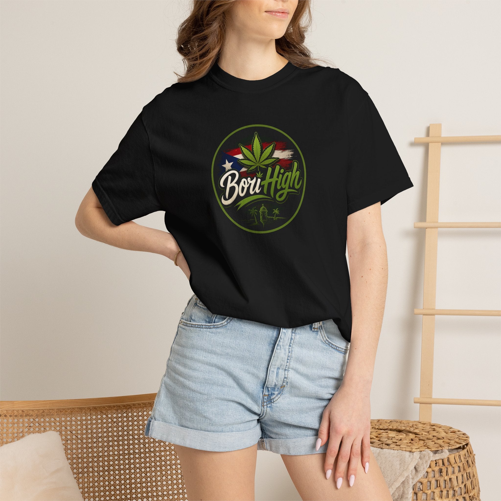 Born High Cannabis Leaf Graphic T-Shirt — Retro Rasta Weed Tee