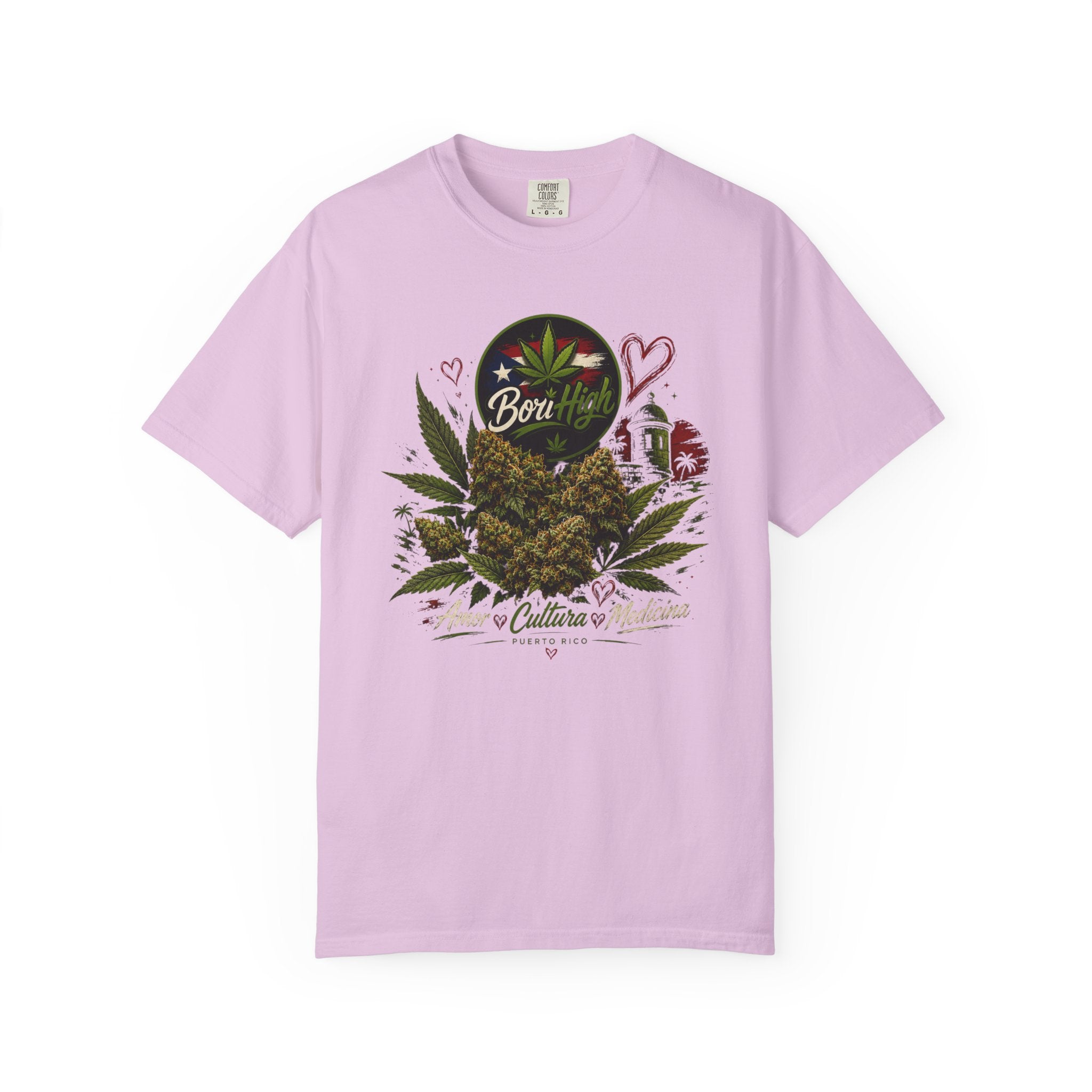 T-Shirt "Born to Be High" Cannabis Leaf & Bud Graphic Tee