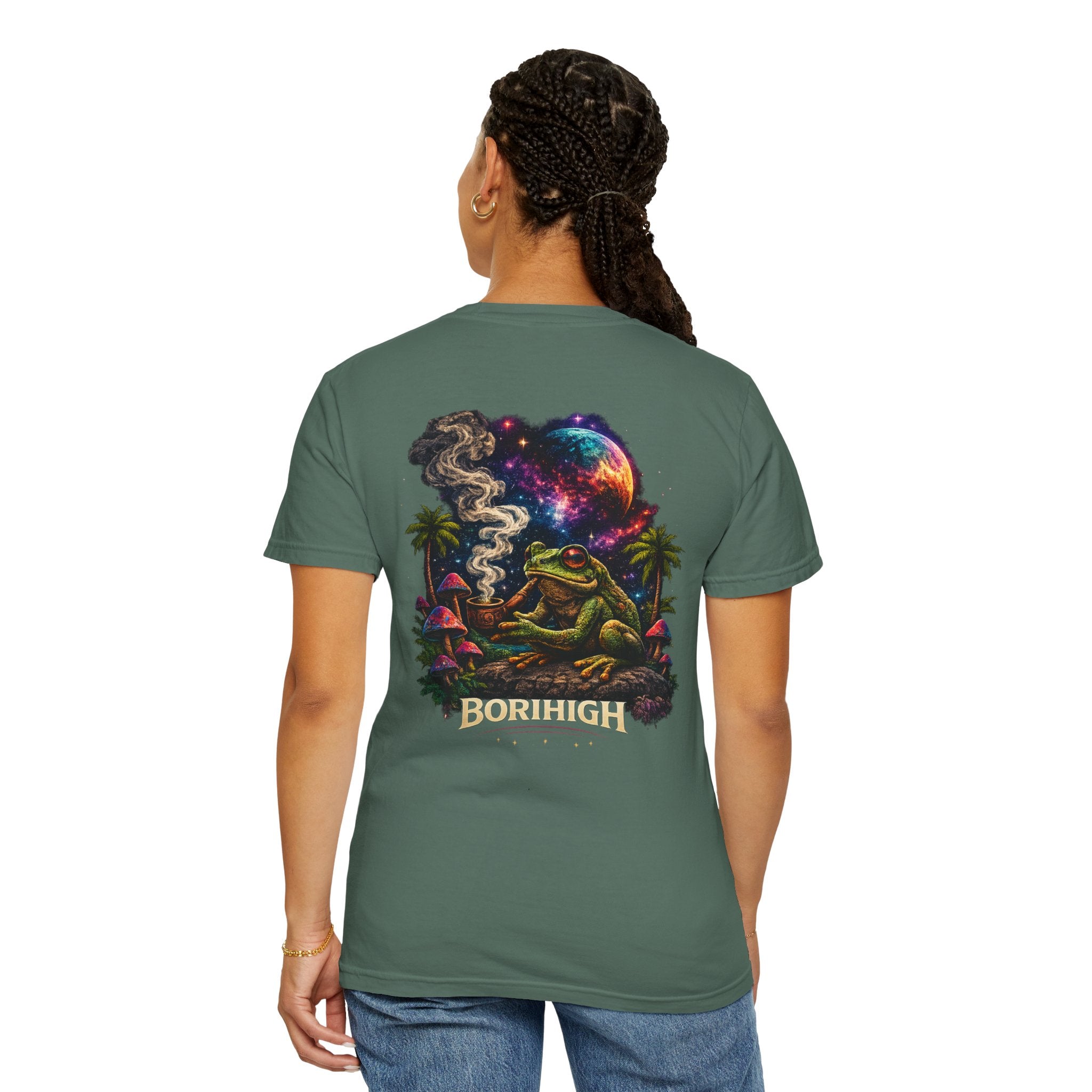 Frog Smoking Galaxy T-Shirt — 'Bonthigh' Retro Neon Graphic Tee