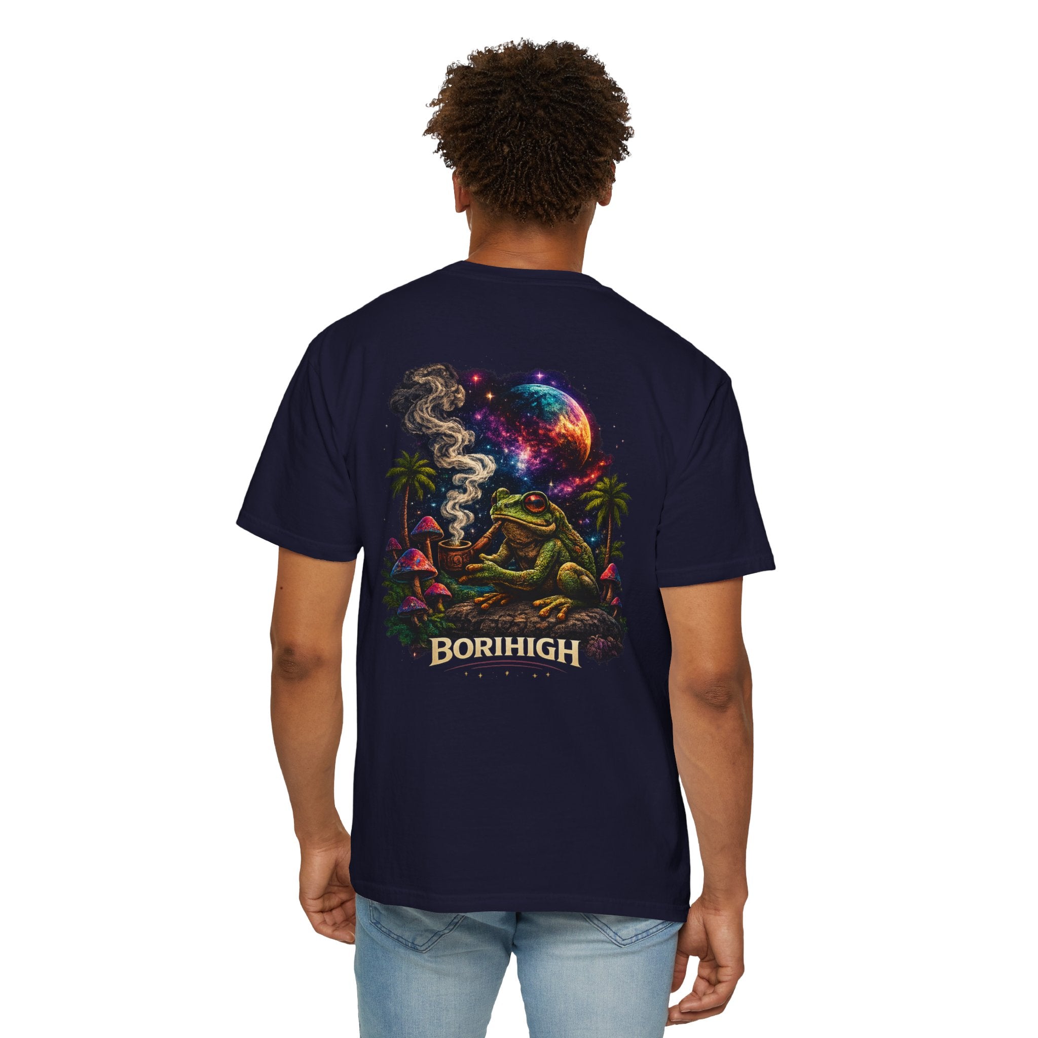 Frog Smoking Galaxy T-Shirt — 'Bonthigh' Retro Neon Graphic Tee