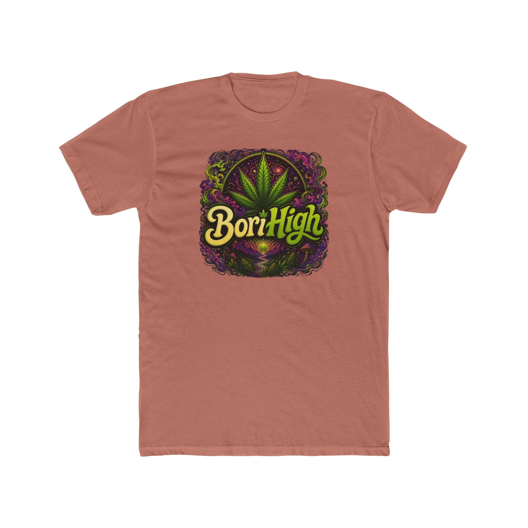 Bori High Cannabis Leaf Graphic Tee — Retro Stoner Vibe T-Shirt