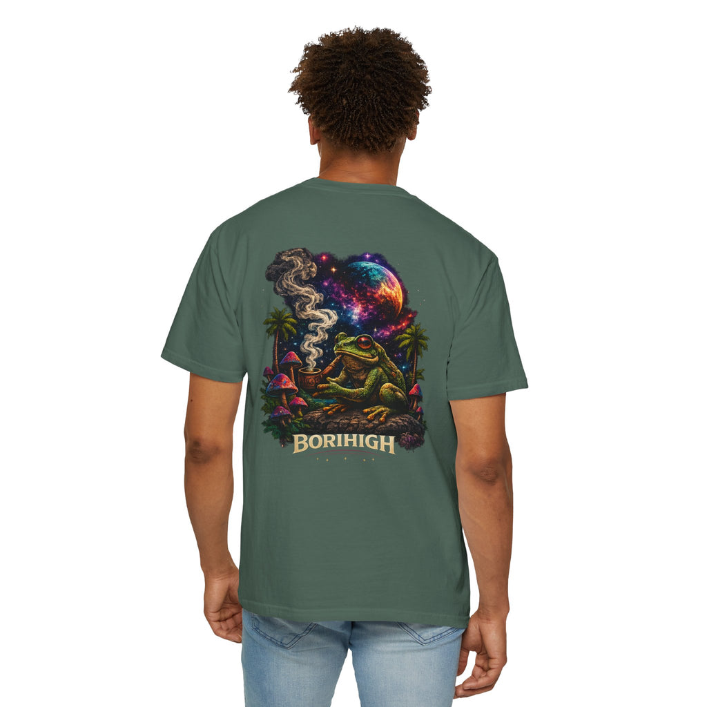 Frog Smoking Galaxy T-Shirt — 'Bonthigh' Retro Neon Graphic Tee