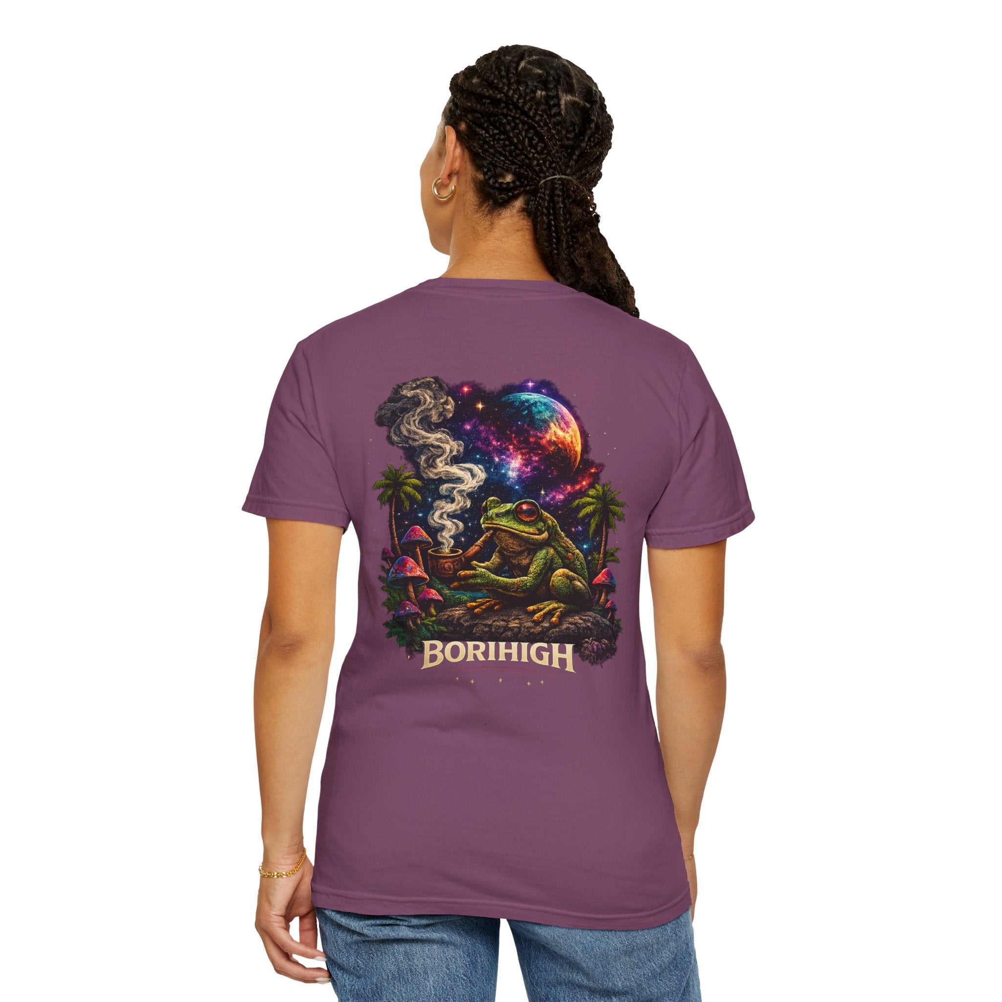 Frog Smoking Galaxy T-Shirt — 'Bonthigh' Retro Neon Graphic Tee