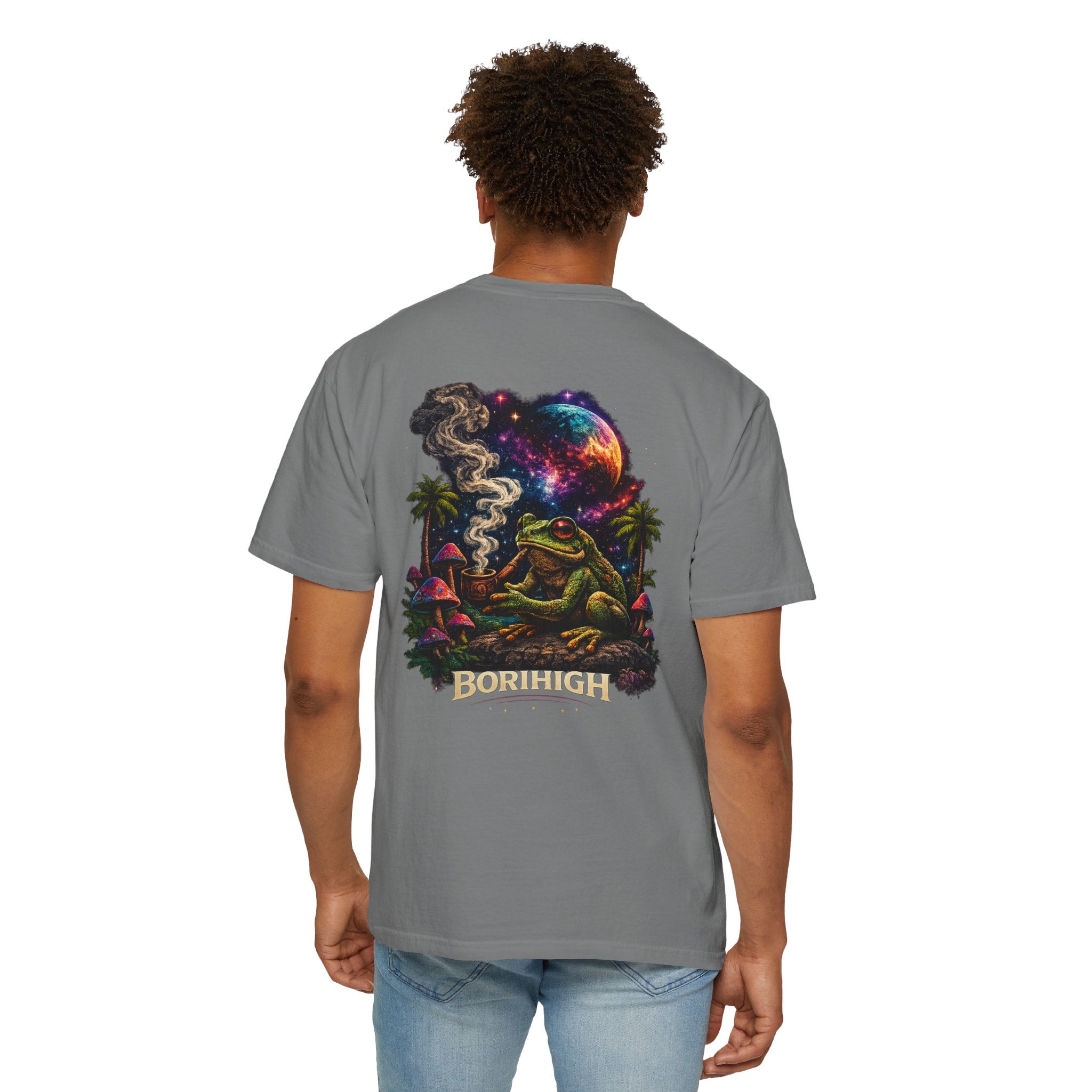 Frog Smoking Galaxy T-Shirt — 'Bonthigh' Retro Neon Graphic Tee