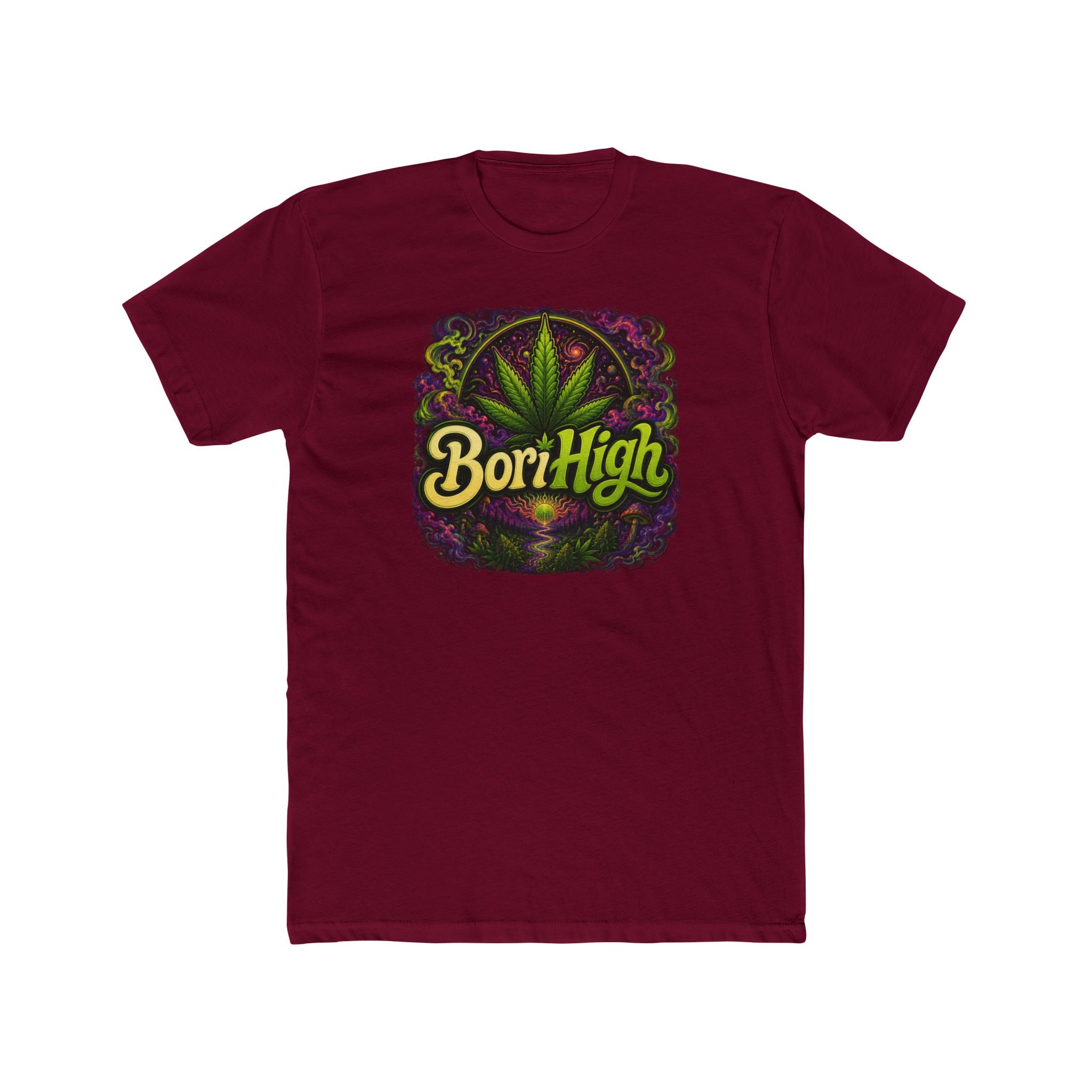 Bori High Cannabis Leaf Graphic Tee — Retro Stoner Vibe T-Shirt