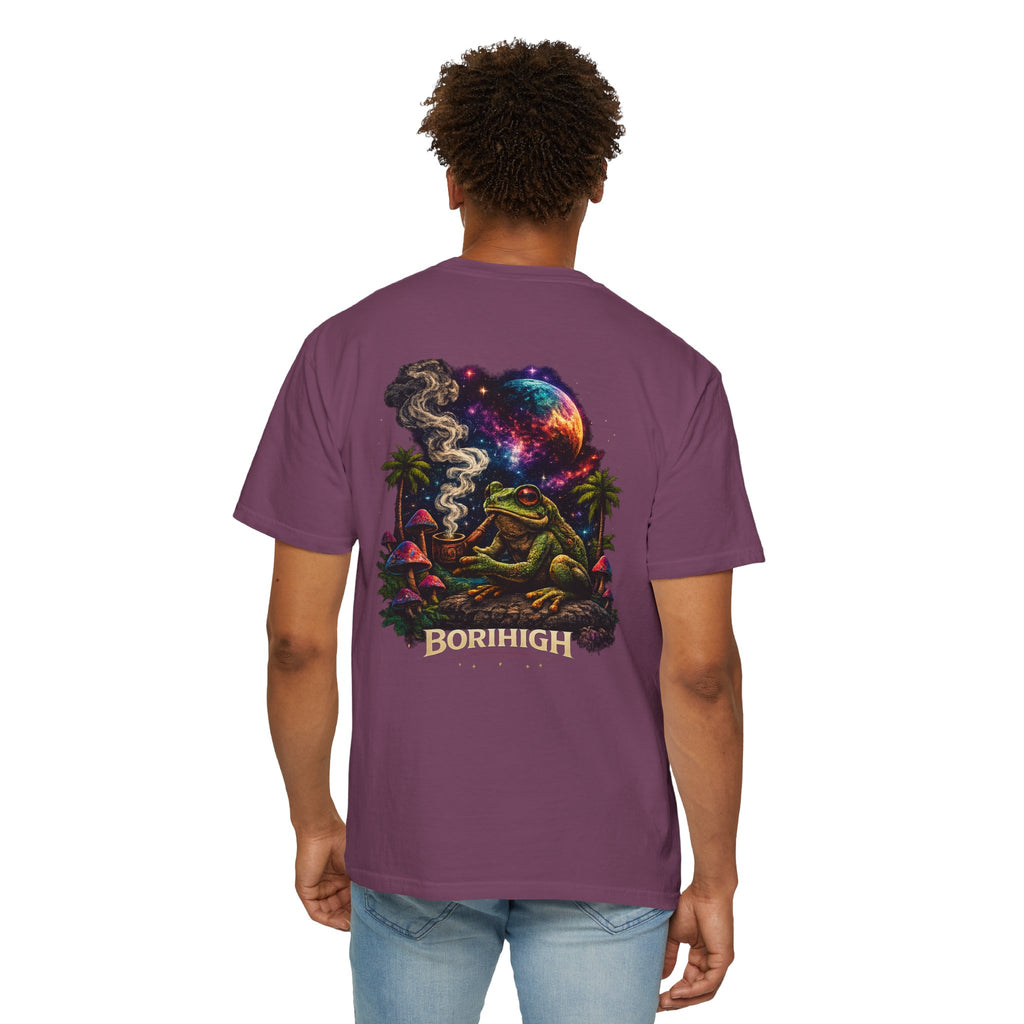Frog Smoking Galaxy T-Shirt — 'Bonthigh' Retro Neon Graphic Tee