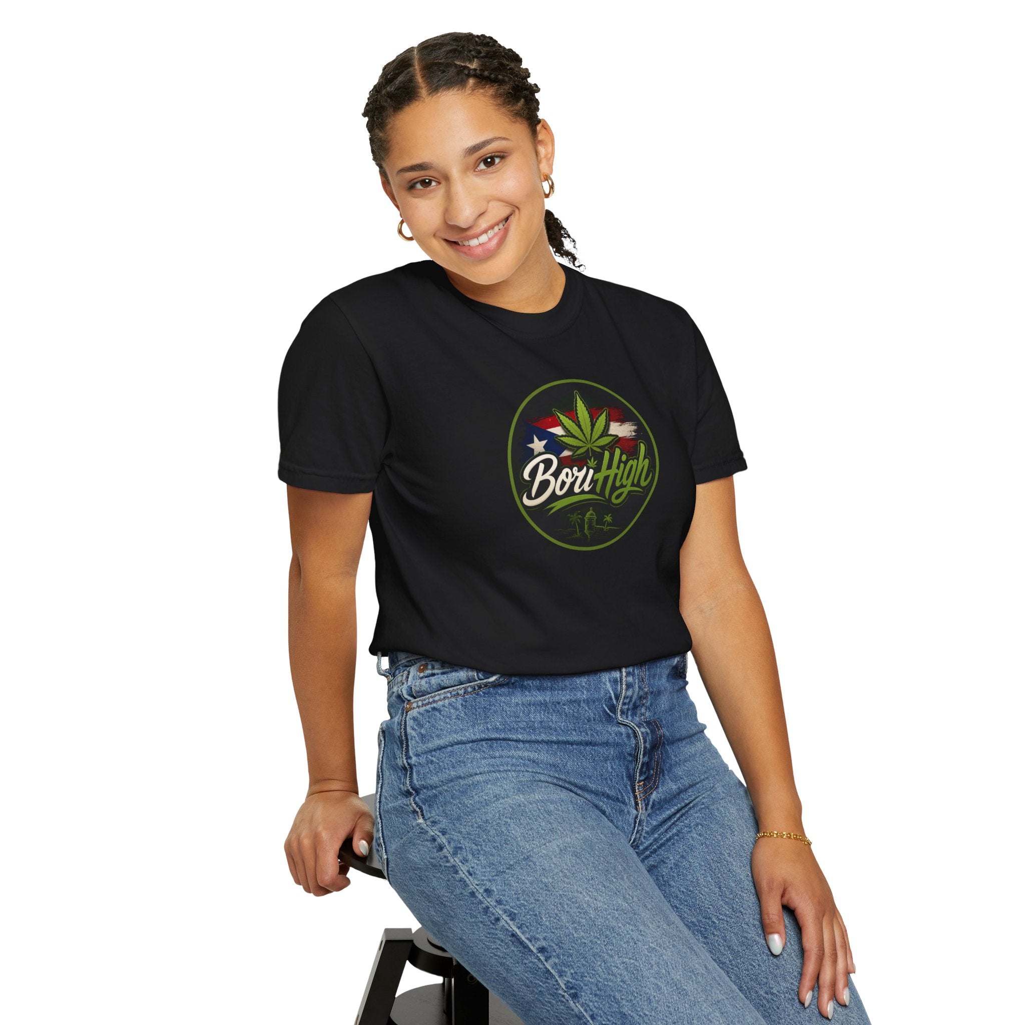 Born High Cannabis Leaf Graphic T-Shirt — Retro Rasta Weed Tee
