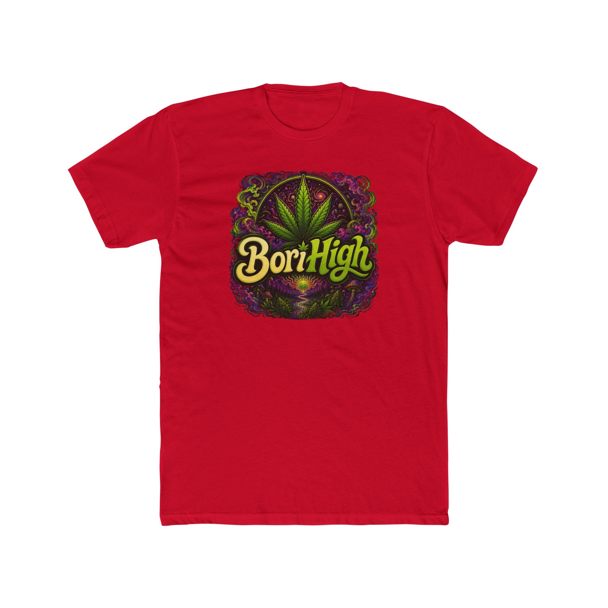 Bori High Cannabis Leaf Graphic Tee — Retro Stoner Vibe T-Shirt