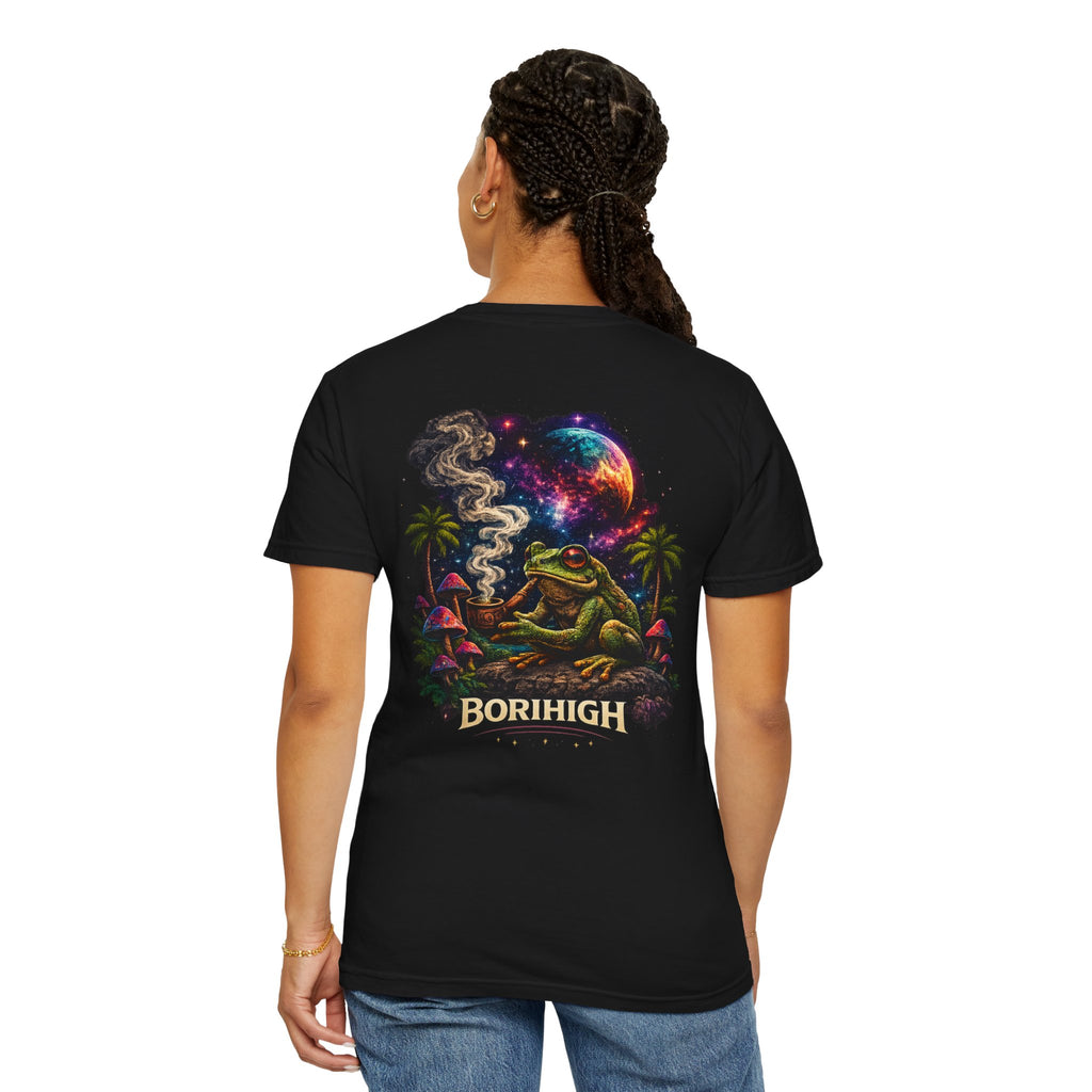 Frog Smoking Galaxy T-Shirt — 'Bonthigh' Retro Neon Graphic Tee