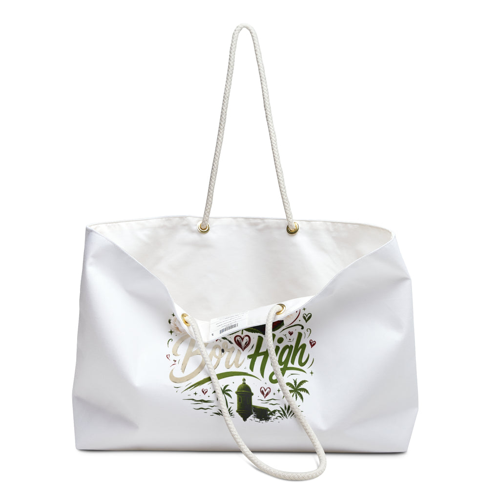Puerto Rico 'Born High' Weekender Bag – Cannabis Leaf Heart Travel Tote