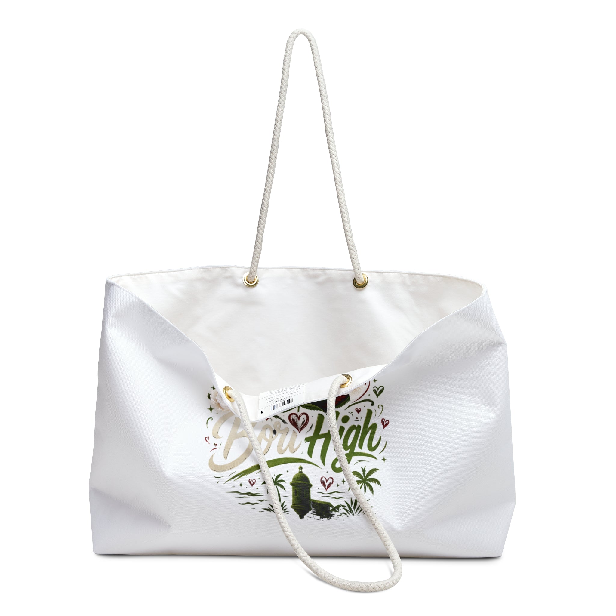 Puerto Rico 'Born High' Weekender Bag – Cannabis Leaf Heart Travel Tote