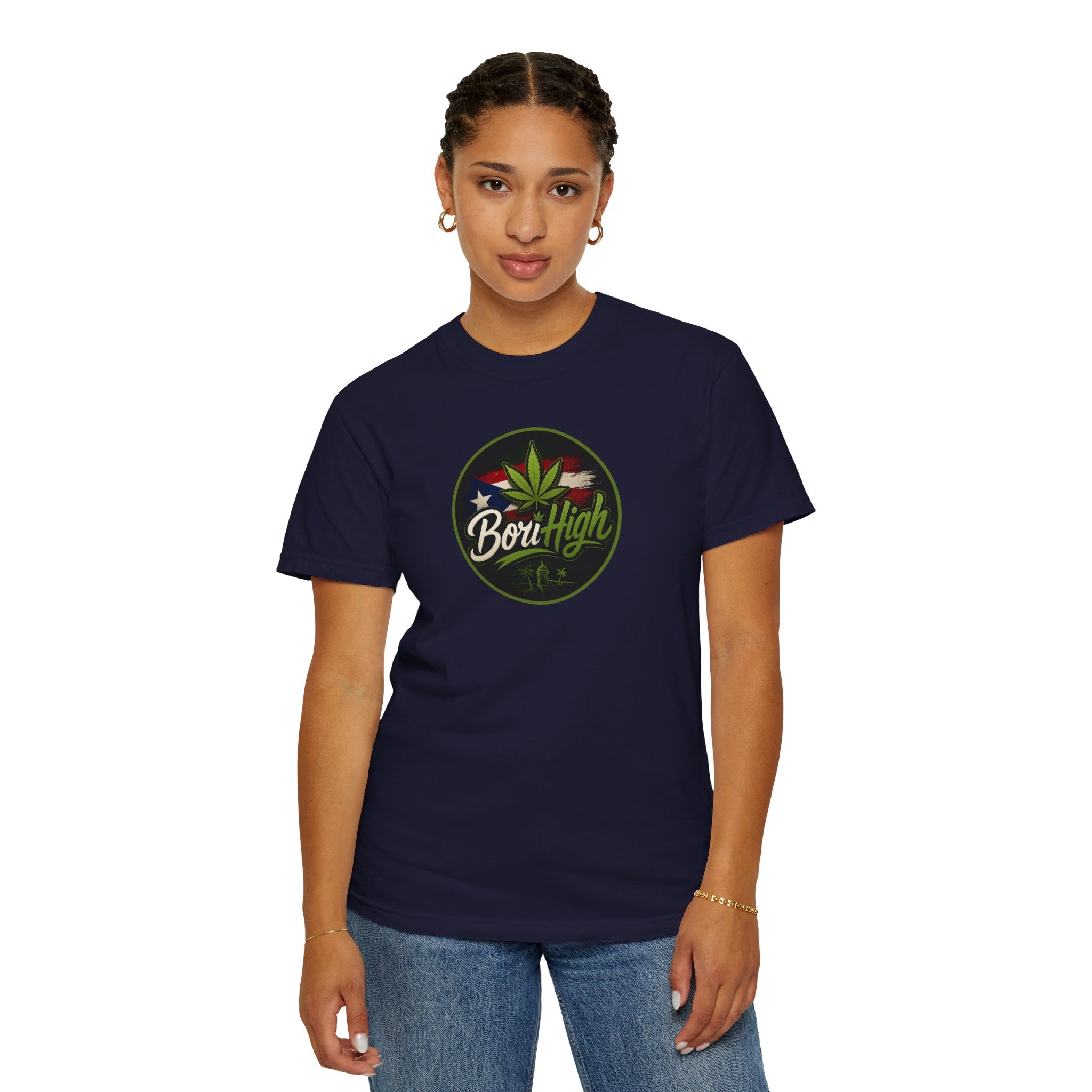 Born High Cannabis Leaf Graphic T-Shirt — Retro Rasta Weed Tee
