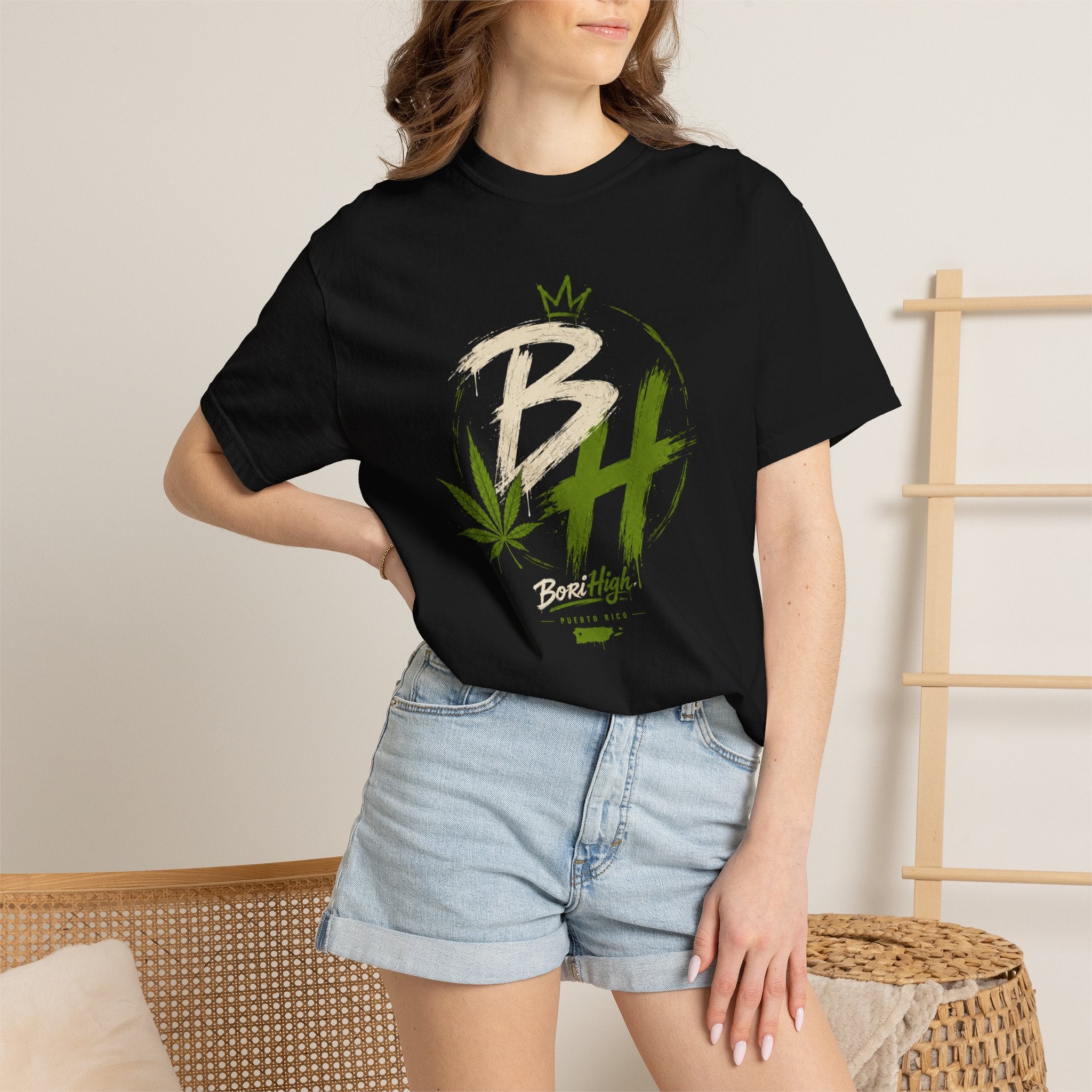 High Vibes T‑Shirt — 'BH' Cannabis Leaf Graphic Tee