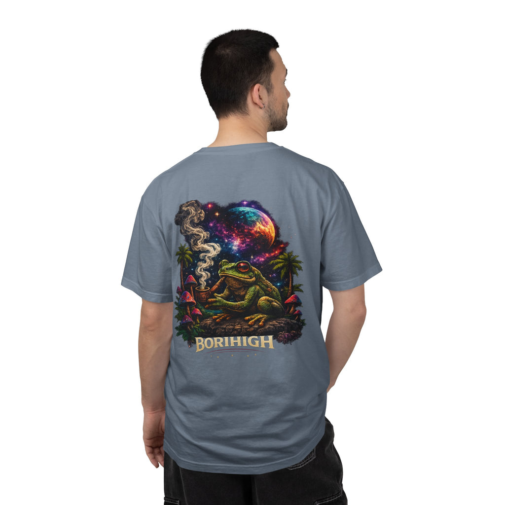Frog Smoking Galaxy T-Shirt — 'Bonthigh' Retro Neon Graphic Tee
