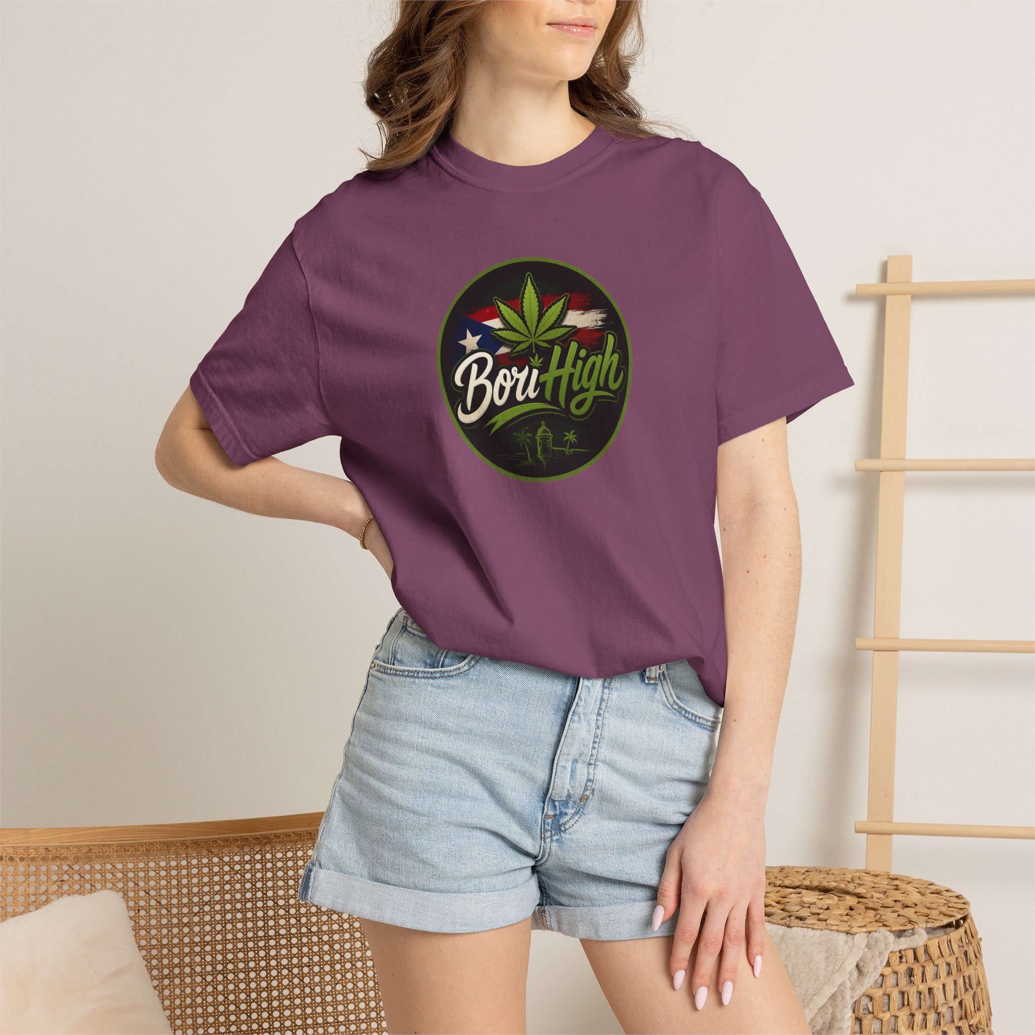 Born High Cannabis Leaf Graphic T-Shirt — Retro Rasta Weed Tee