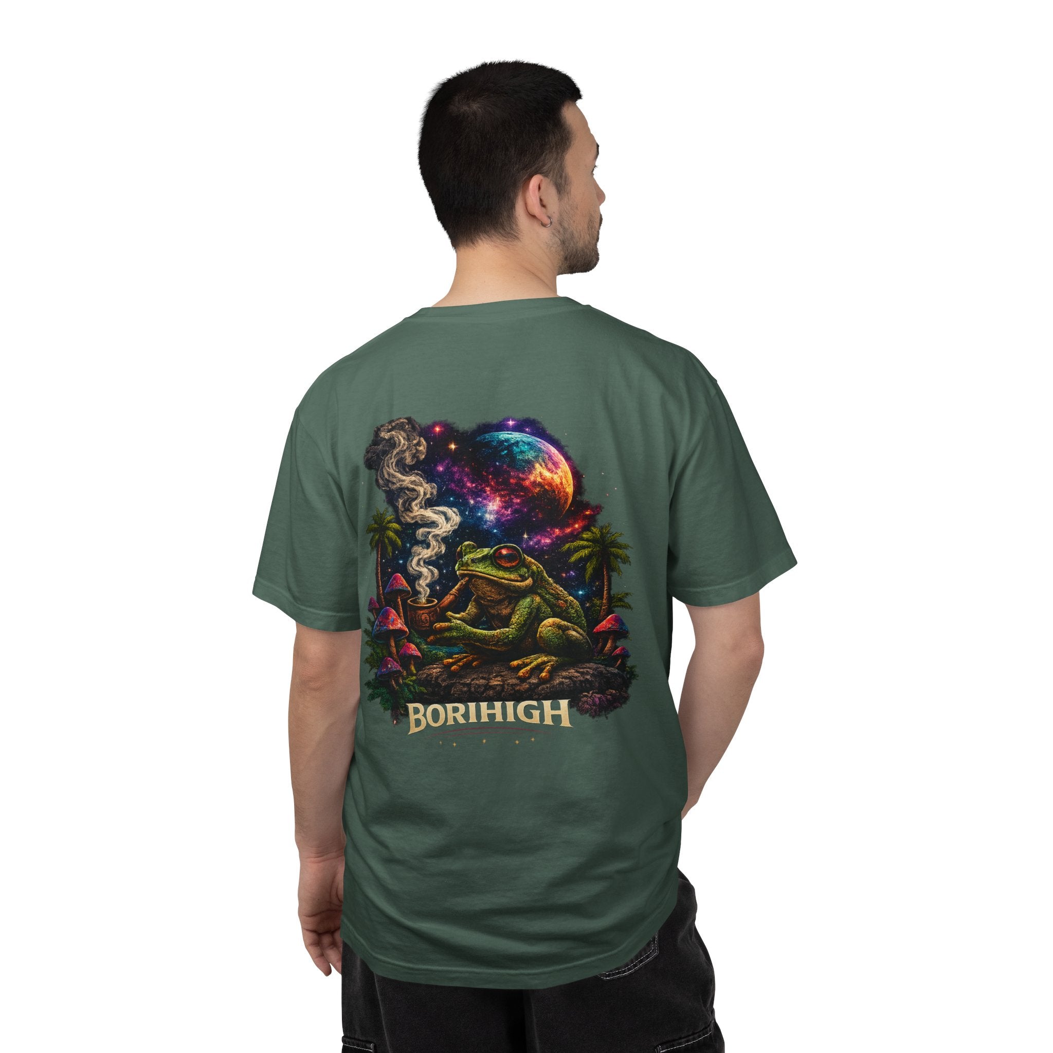 Frog Smoking Galaxy T-Shirt — 'Bonthigh' Retro Neon Graphic Tee
