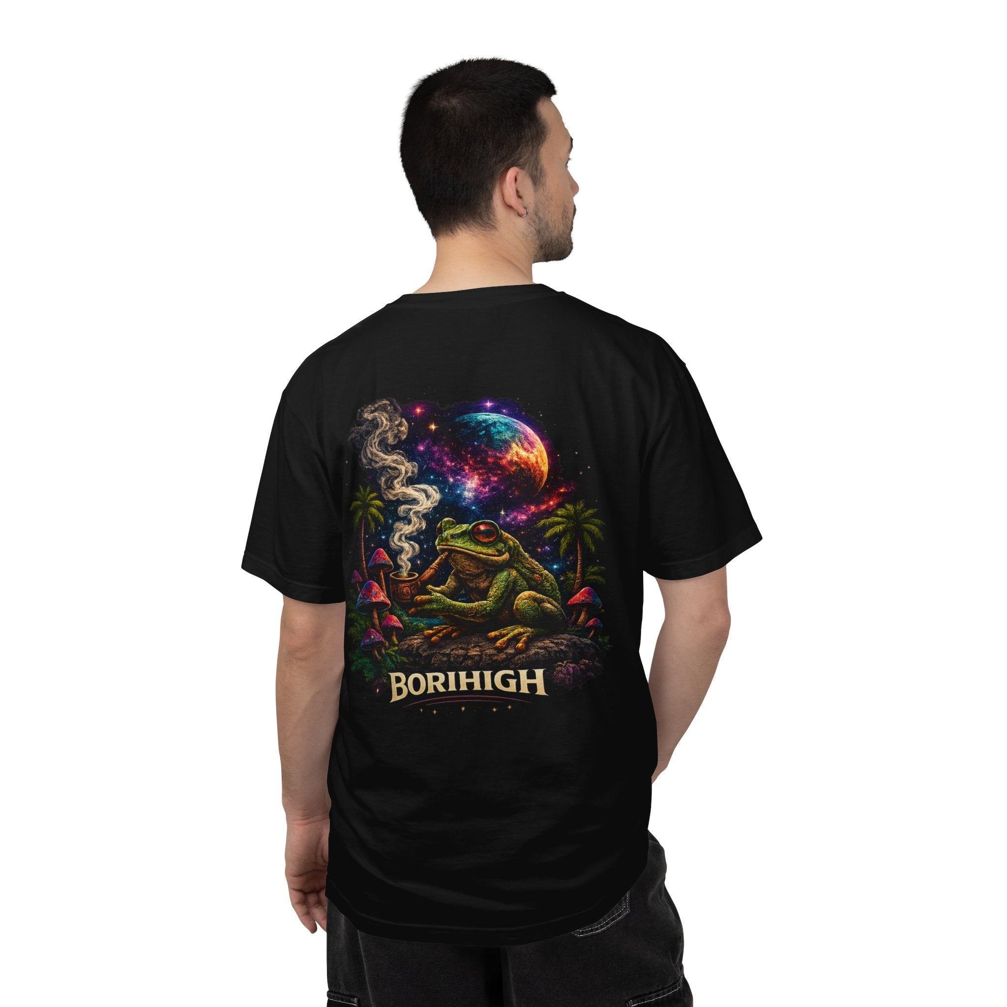 Frog Smoking Galaxy T-Shirt — 'Bonthigh' Retro Neon Graphic Tee