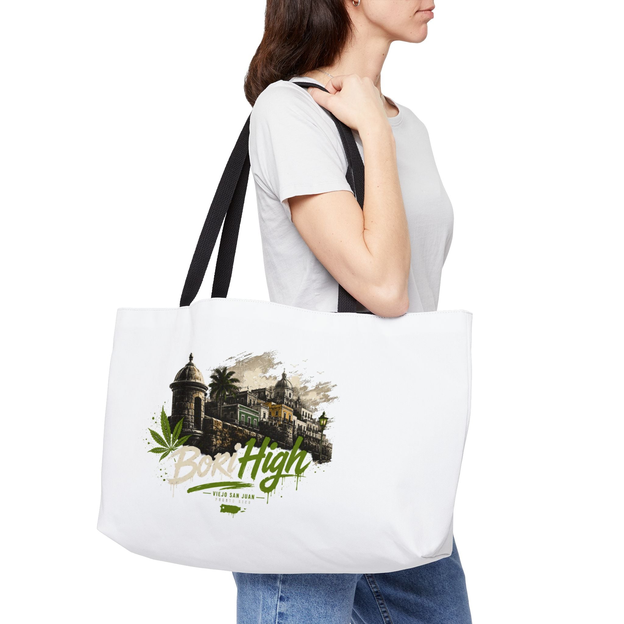 Weekender Tote Bag — 'Born High' Vintage Estate Graphic Travel Tote