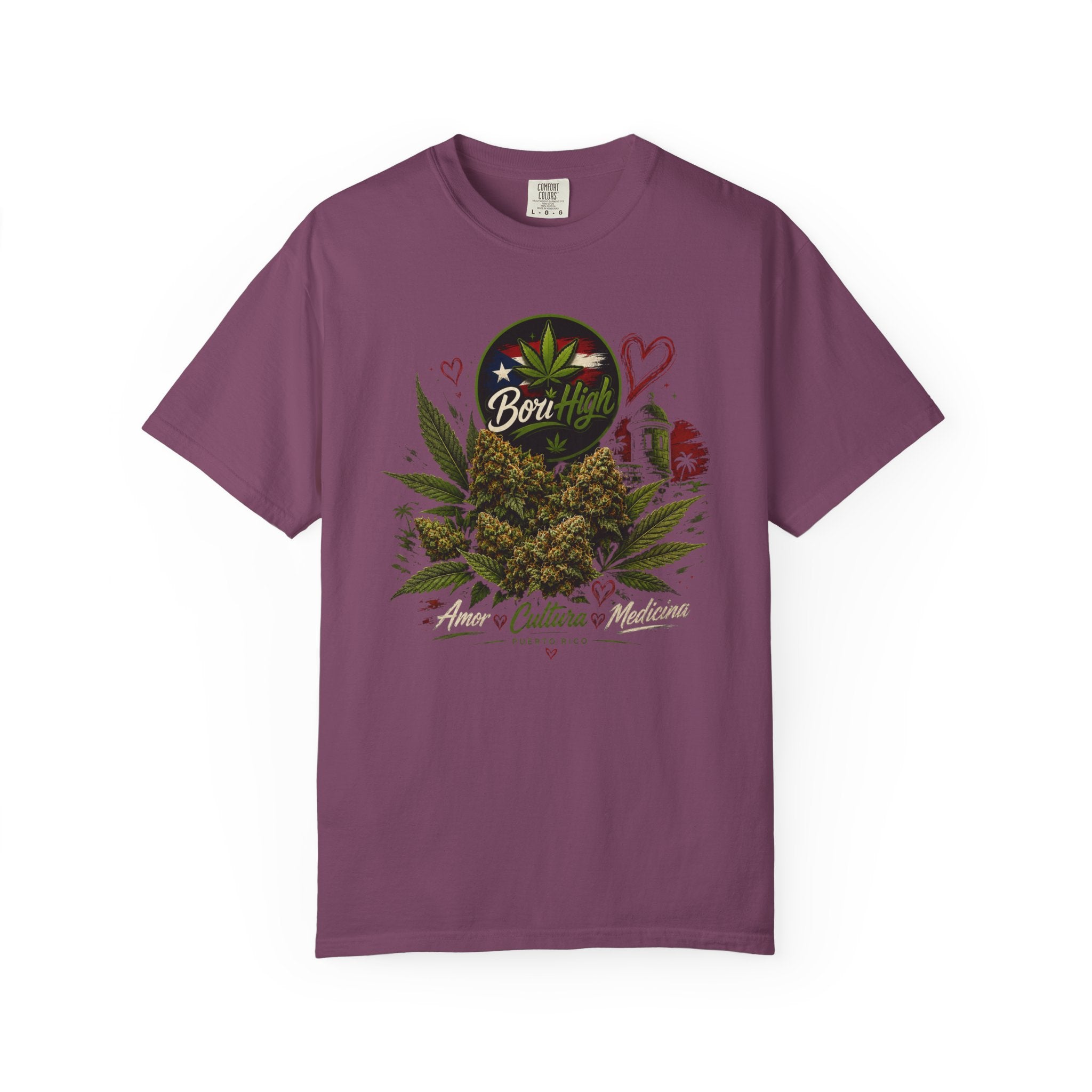 T-Shirt "Born to Be High" Cannabis Leaf & Bud Graphic Tee