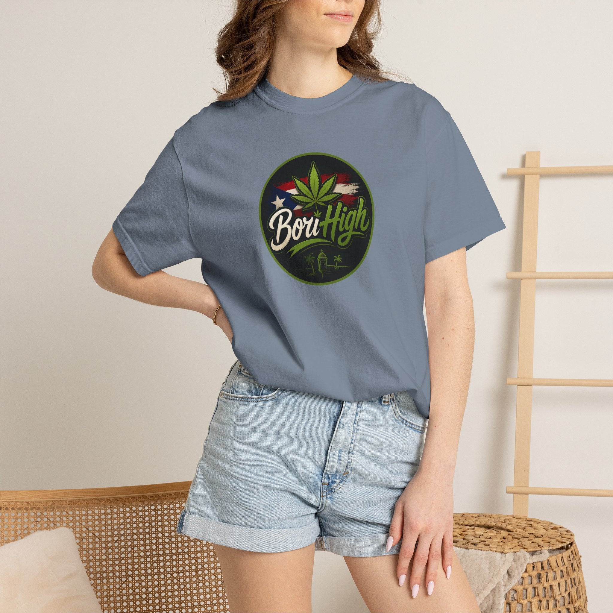 Born High Cannabis Leaf Graphic T-Shirt — Retro Rasta Weed Tee