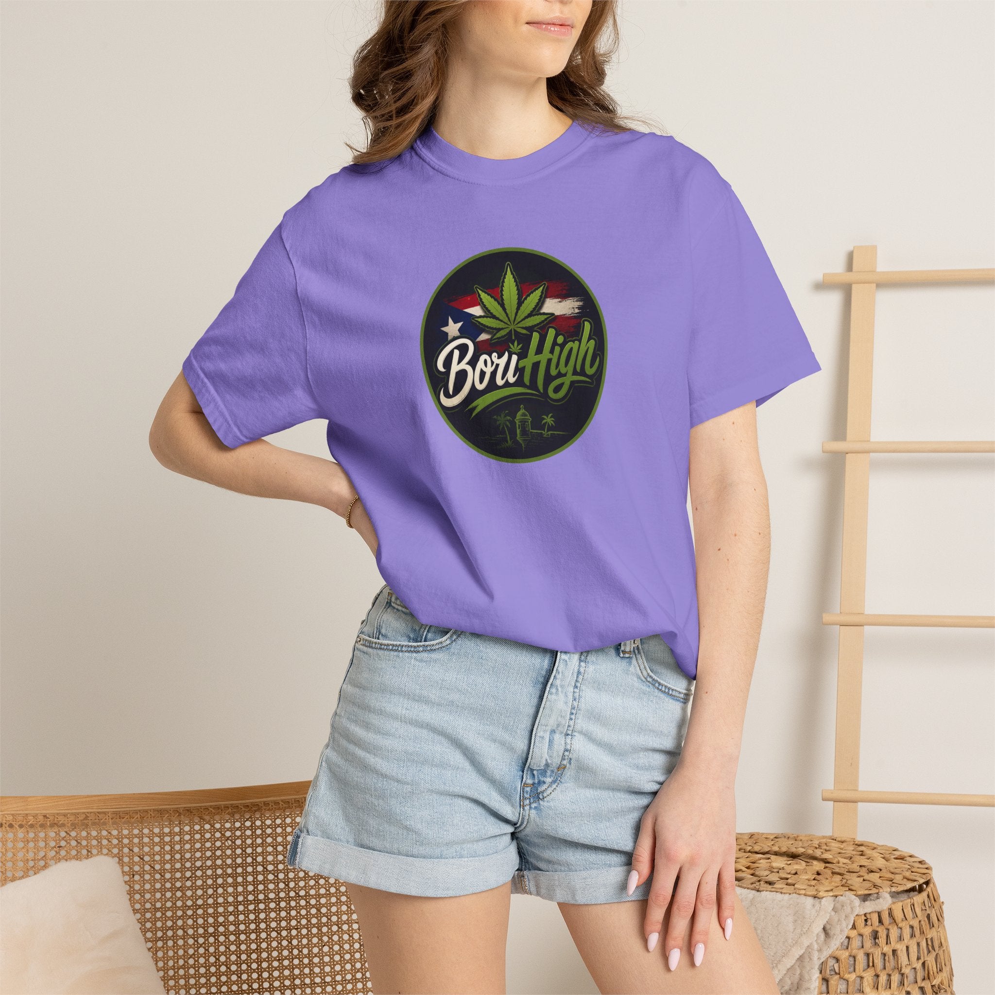 Born High Cannabis Leaf Graphic T-Shirt — Retro Rasta Weed Tee