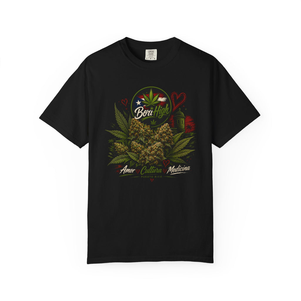 T-Shirt "Born to Be High" Cannabis Leaf & Bud Graphic Tee