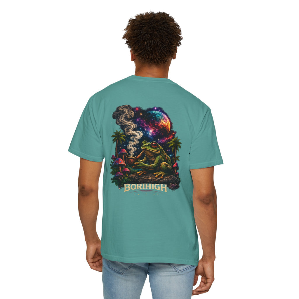 Frog Smoking Galaxy T-Shirt — 'Bonthigh' Retro Neon Graphic Tee