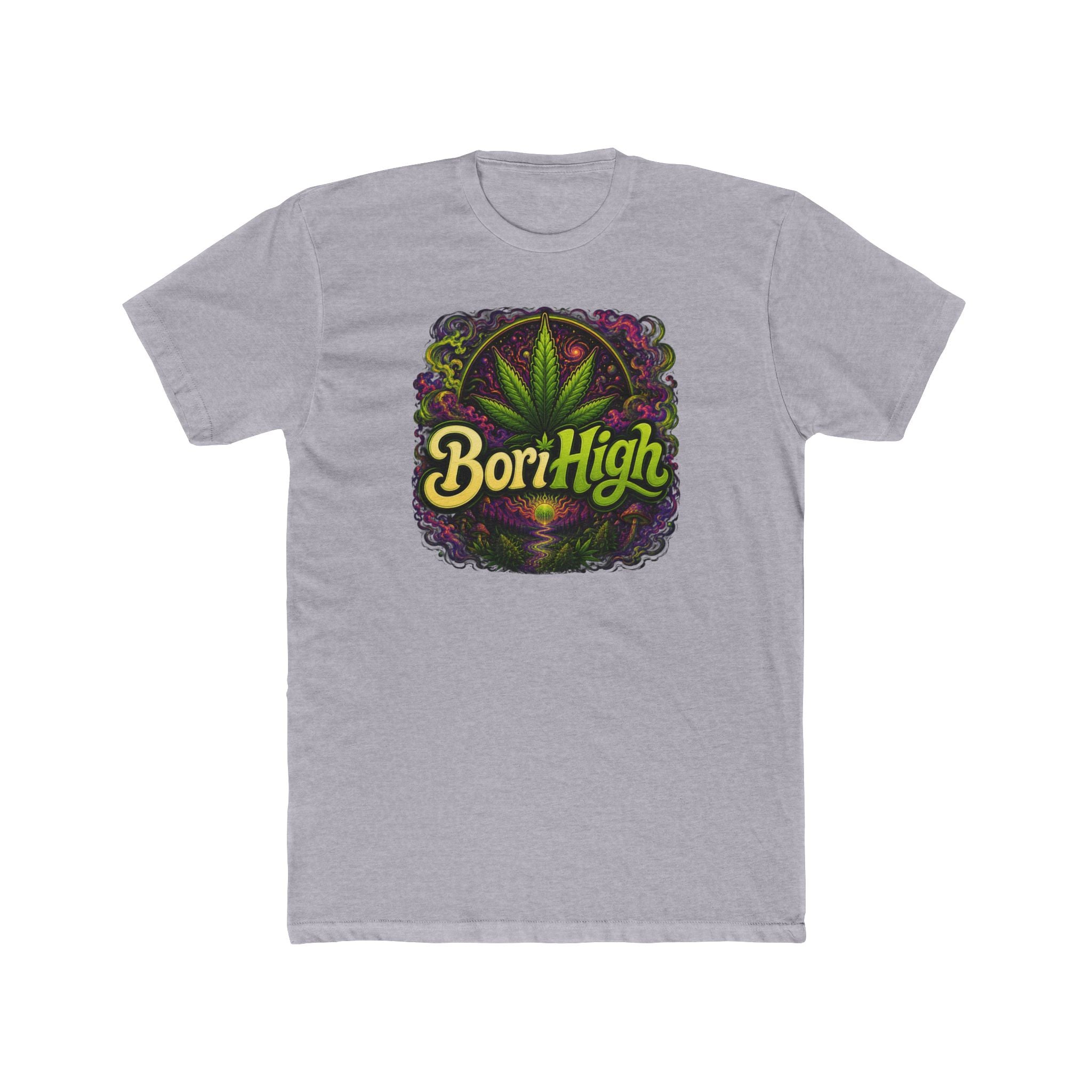 Bori High Cannabis Leaf Graphic Tee — Retro Stoner Vibe T-Shirt