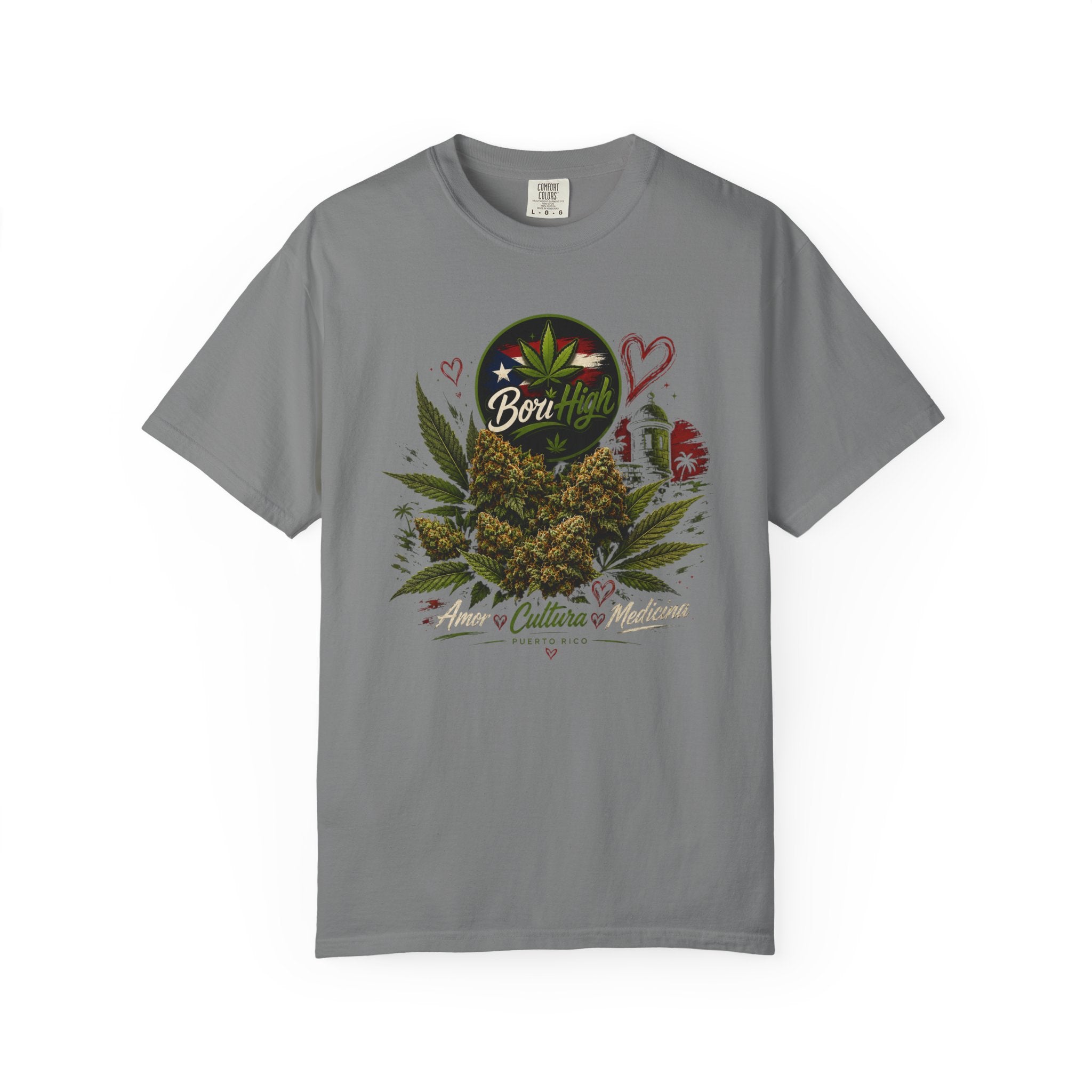 T-Shirt "Born to Be High" Cannabis Leaf & Bud Graphic Tee